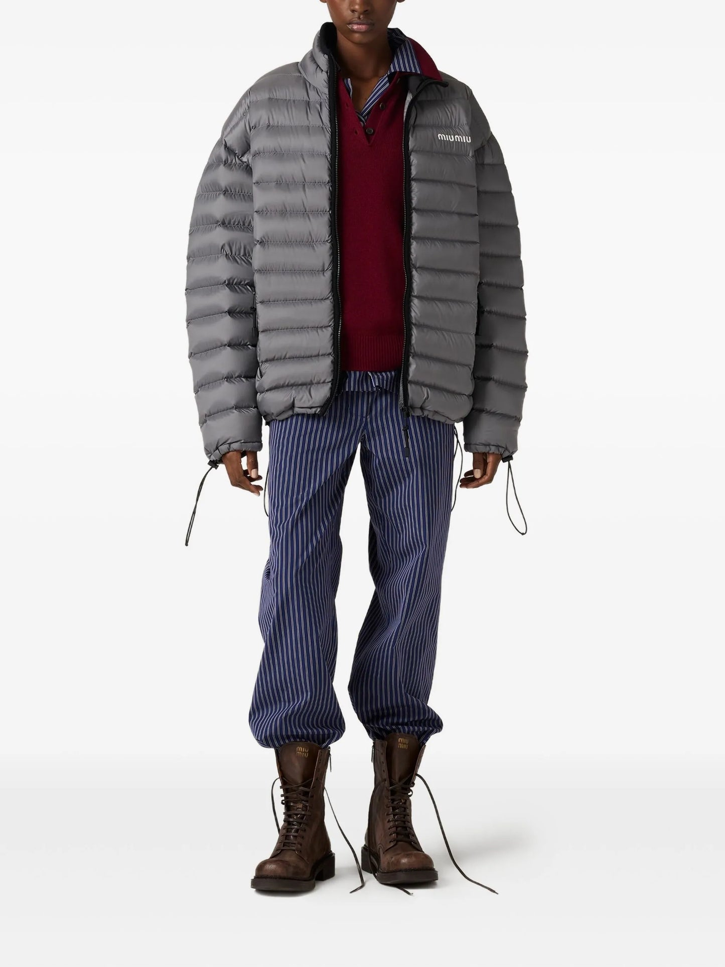 drawstring-cuff padded jacket