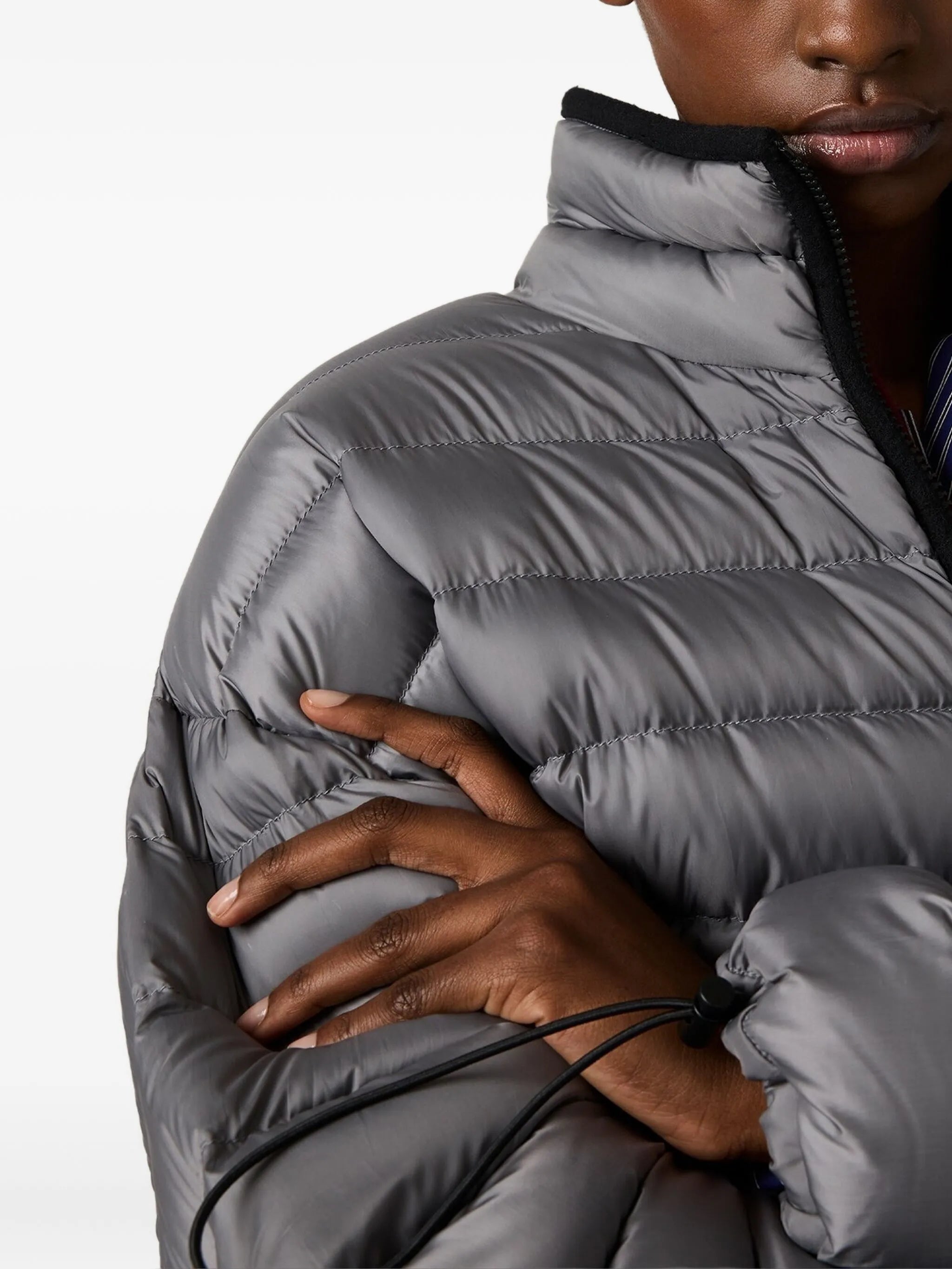 drawstring-cuff padded jacket