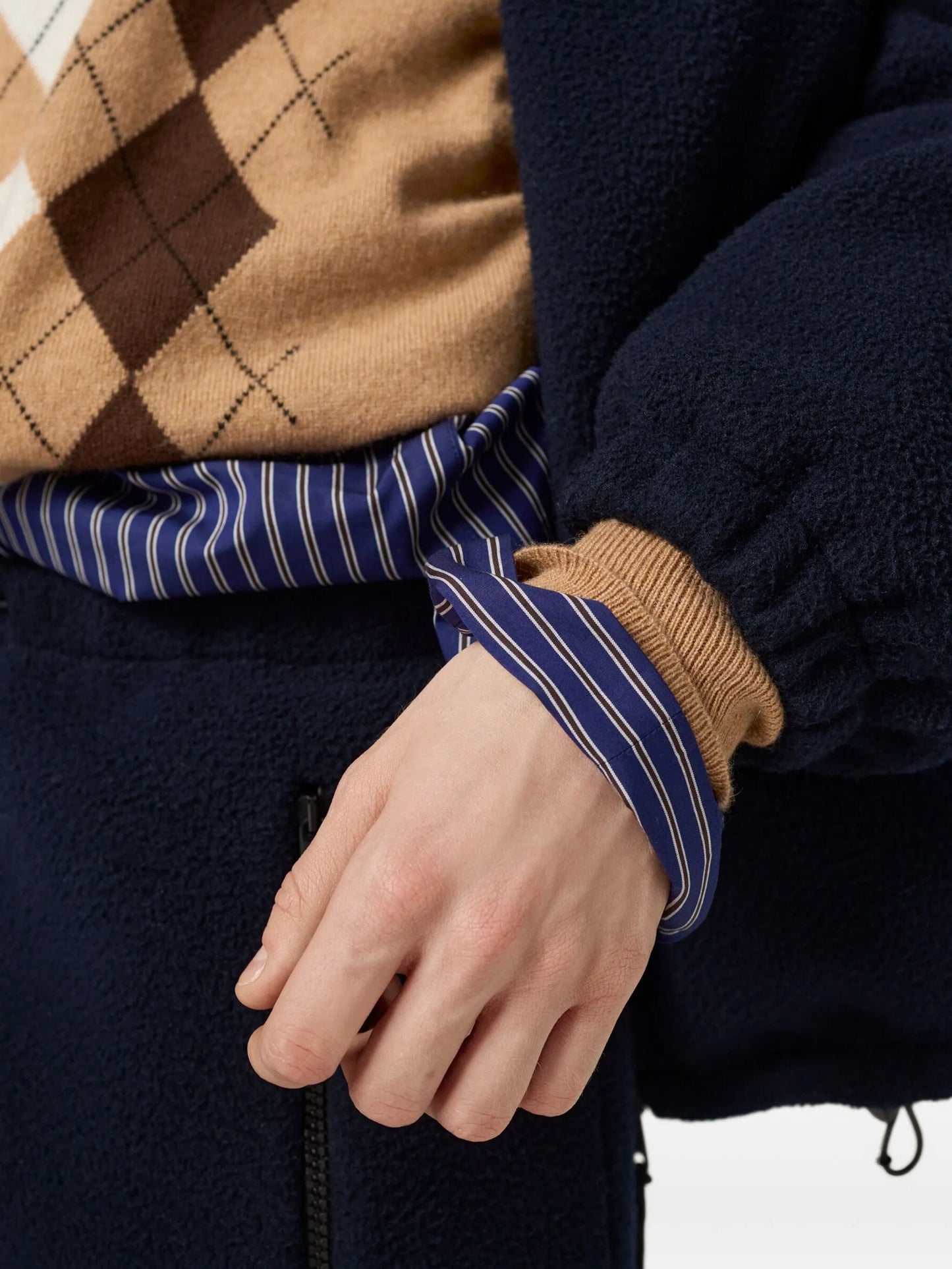 argyle three-button polo sweater