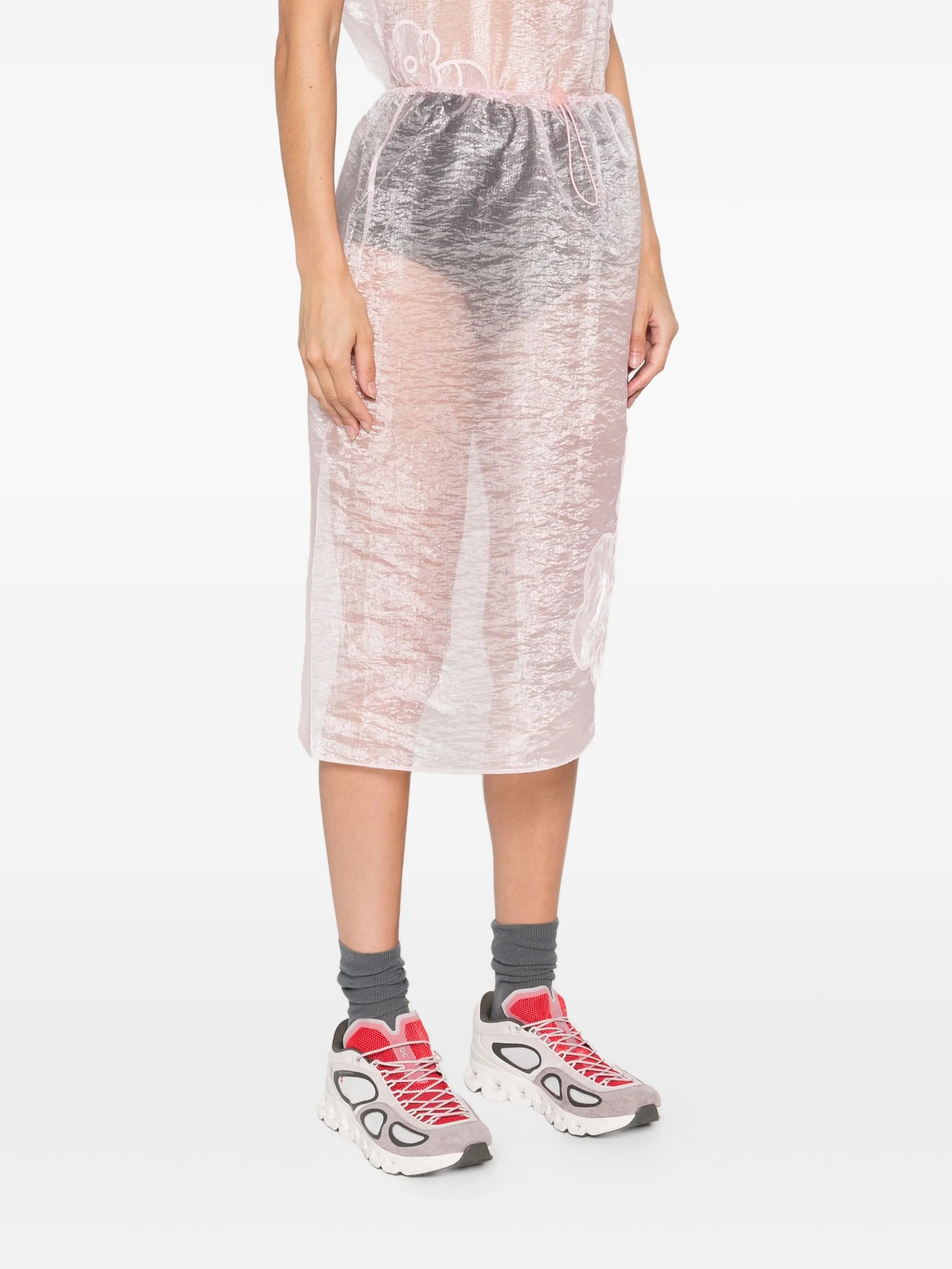 floral-embroidered skirt