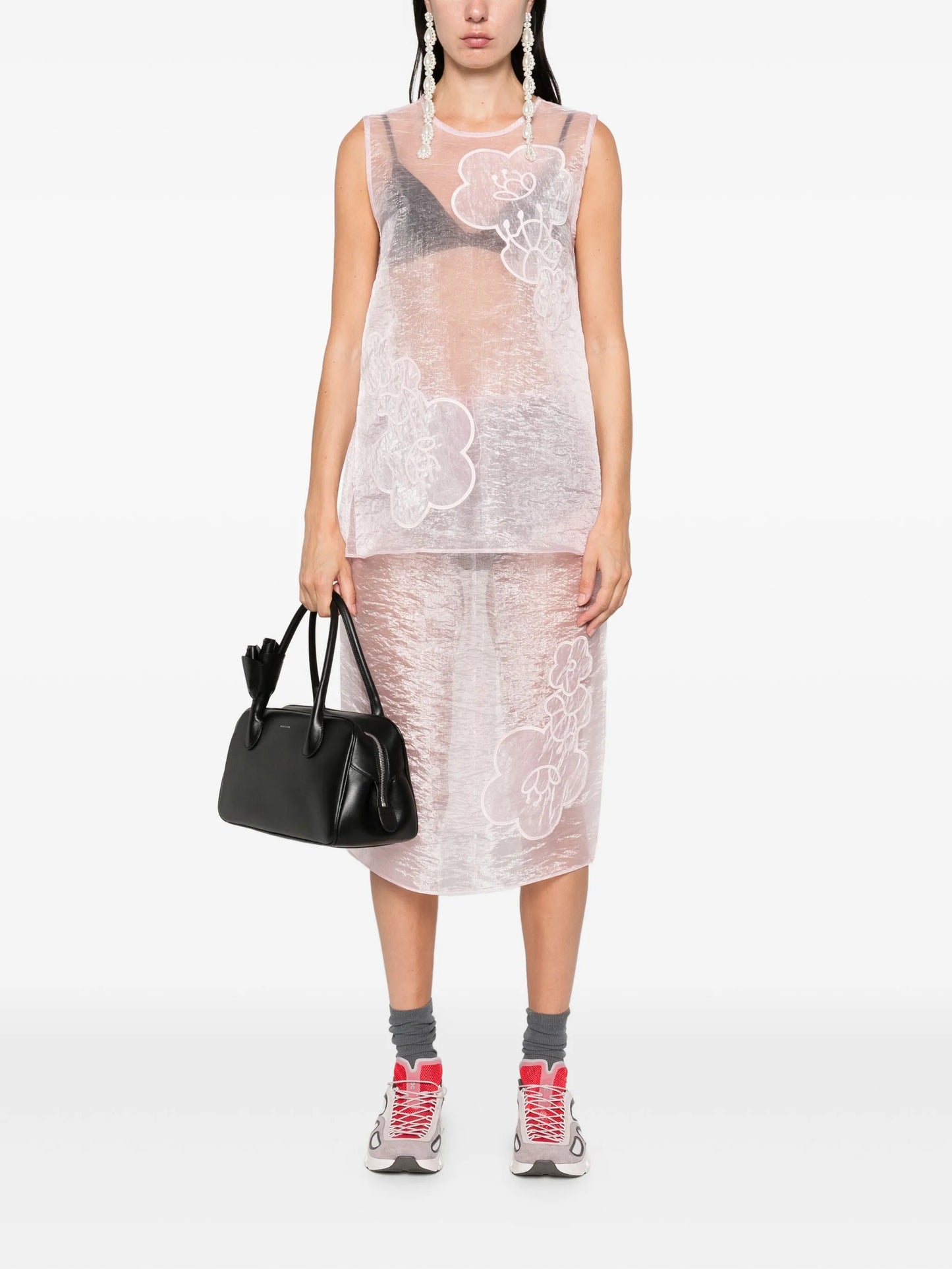 floral-embellished sleeveless top