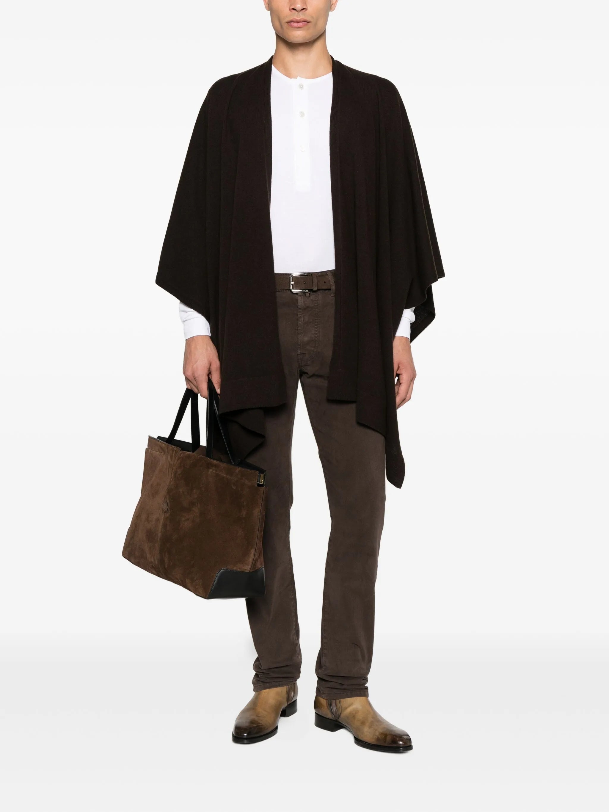 long-sleeve button-placket T-shirt