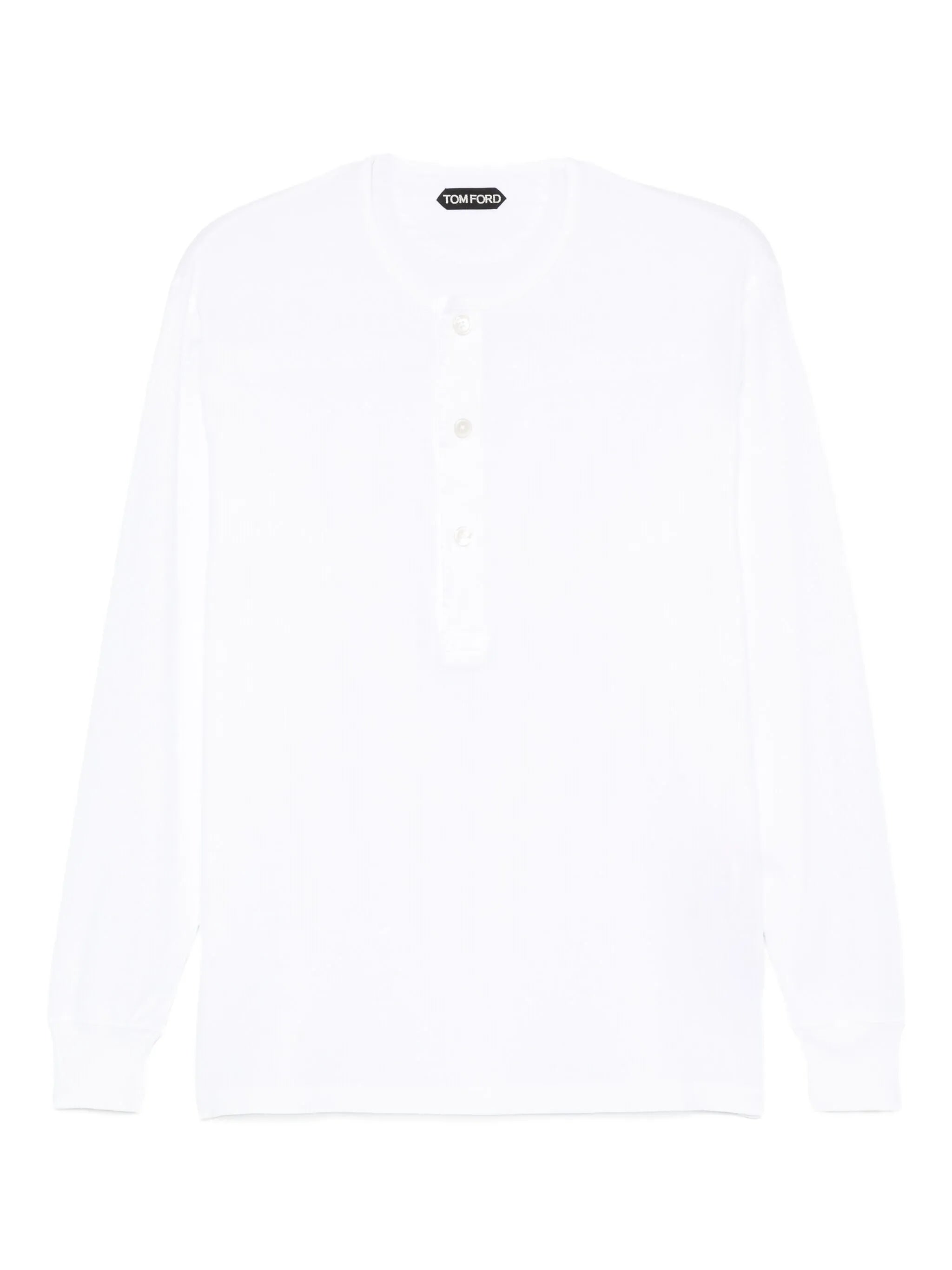 long-sleeve button-placket T-shirt