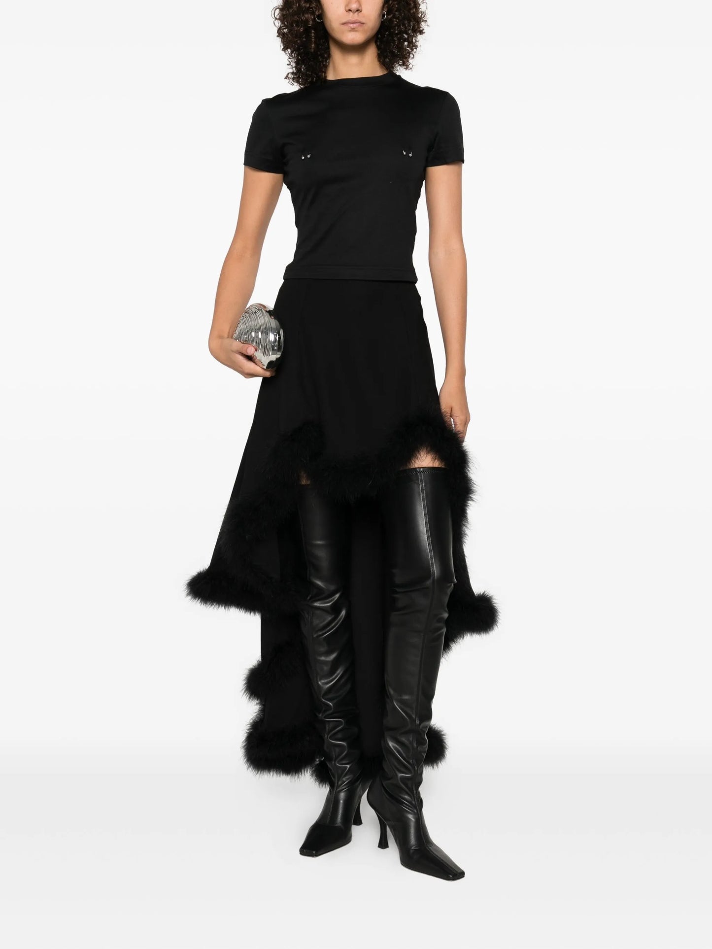 trimmed asymmetric skirt