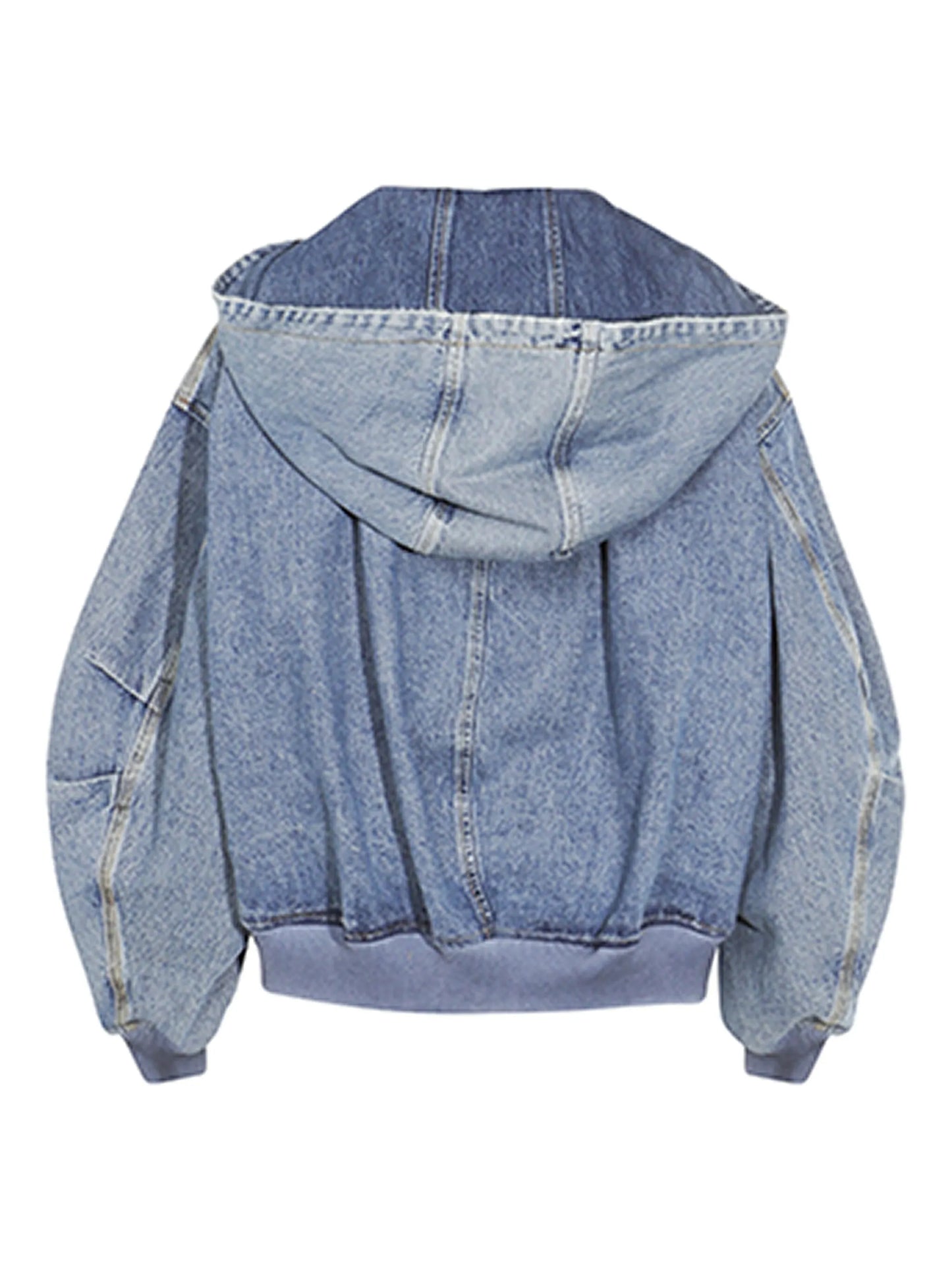 hooded denim bomber jacket