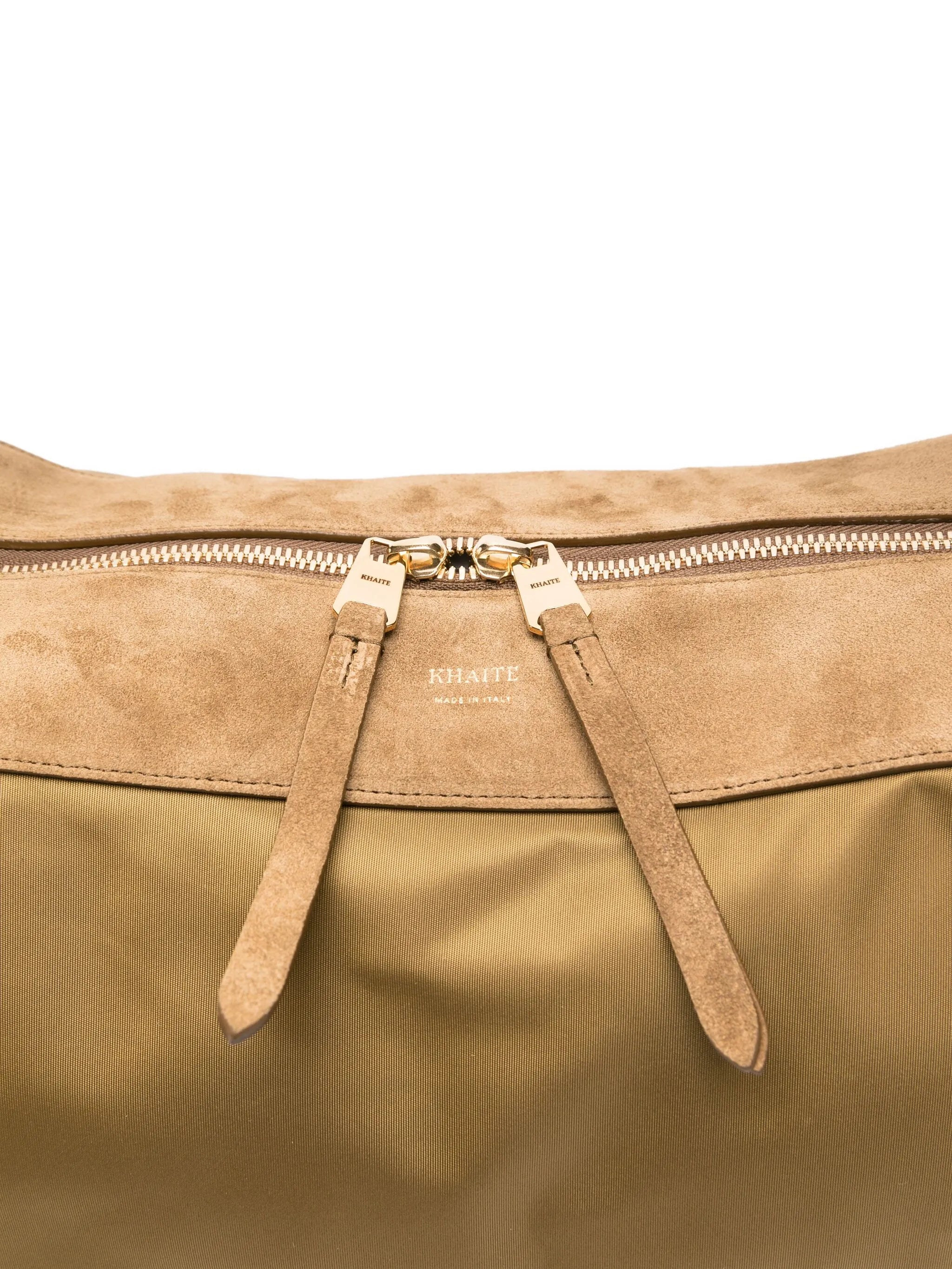 suede-trimmed shoulder bag