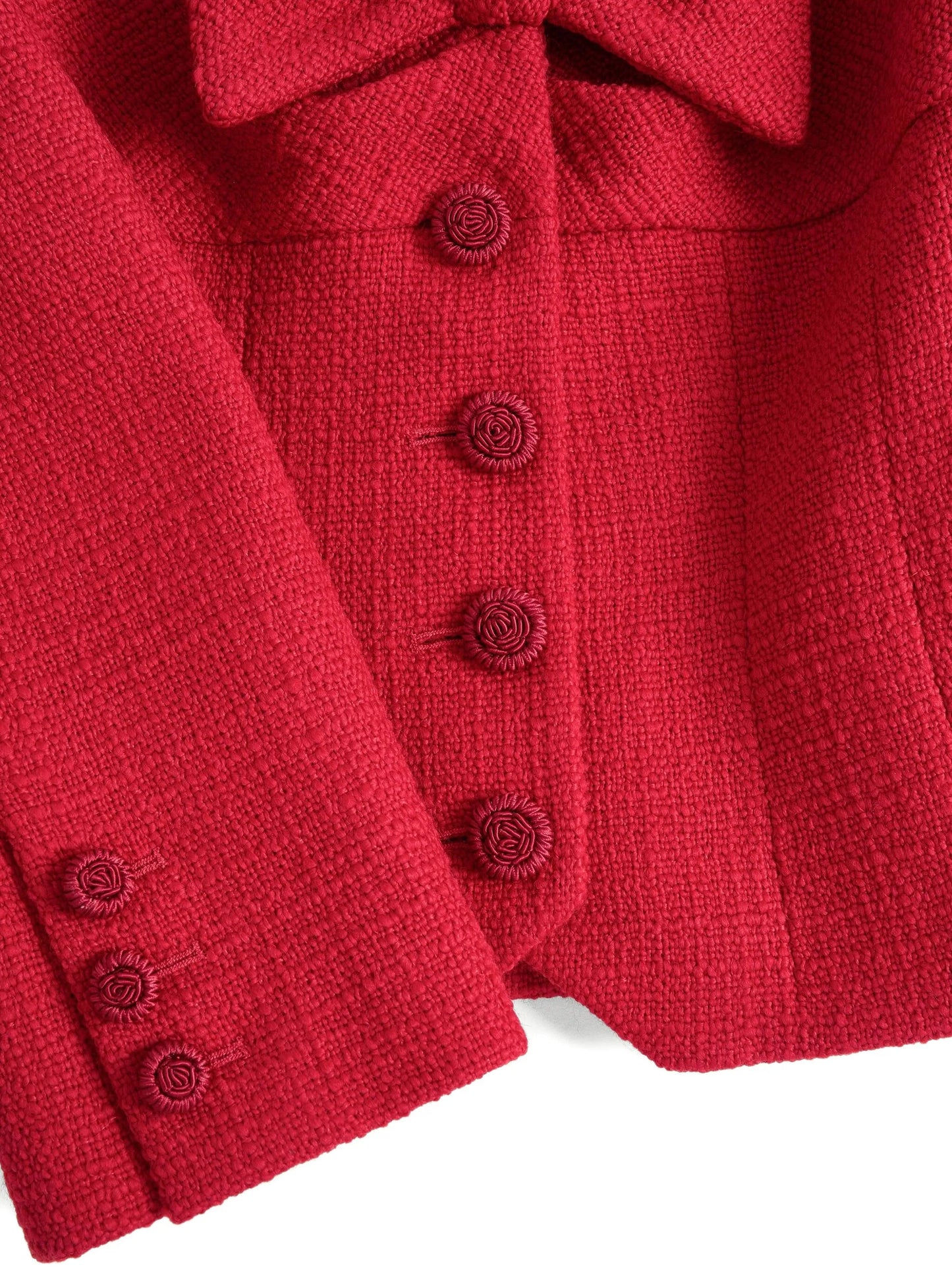 bow-detail tweed blazer