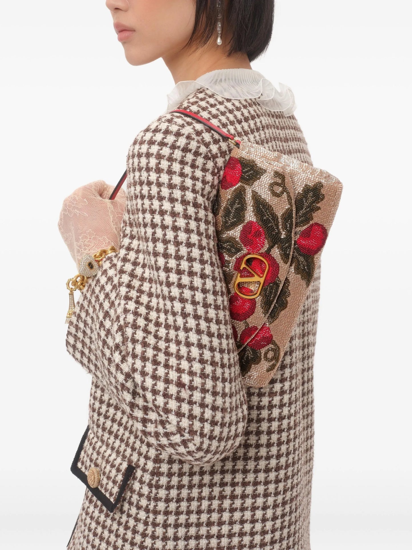 embroidered beaded shoulder bag