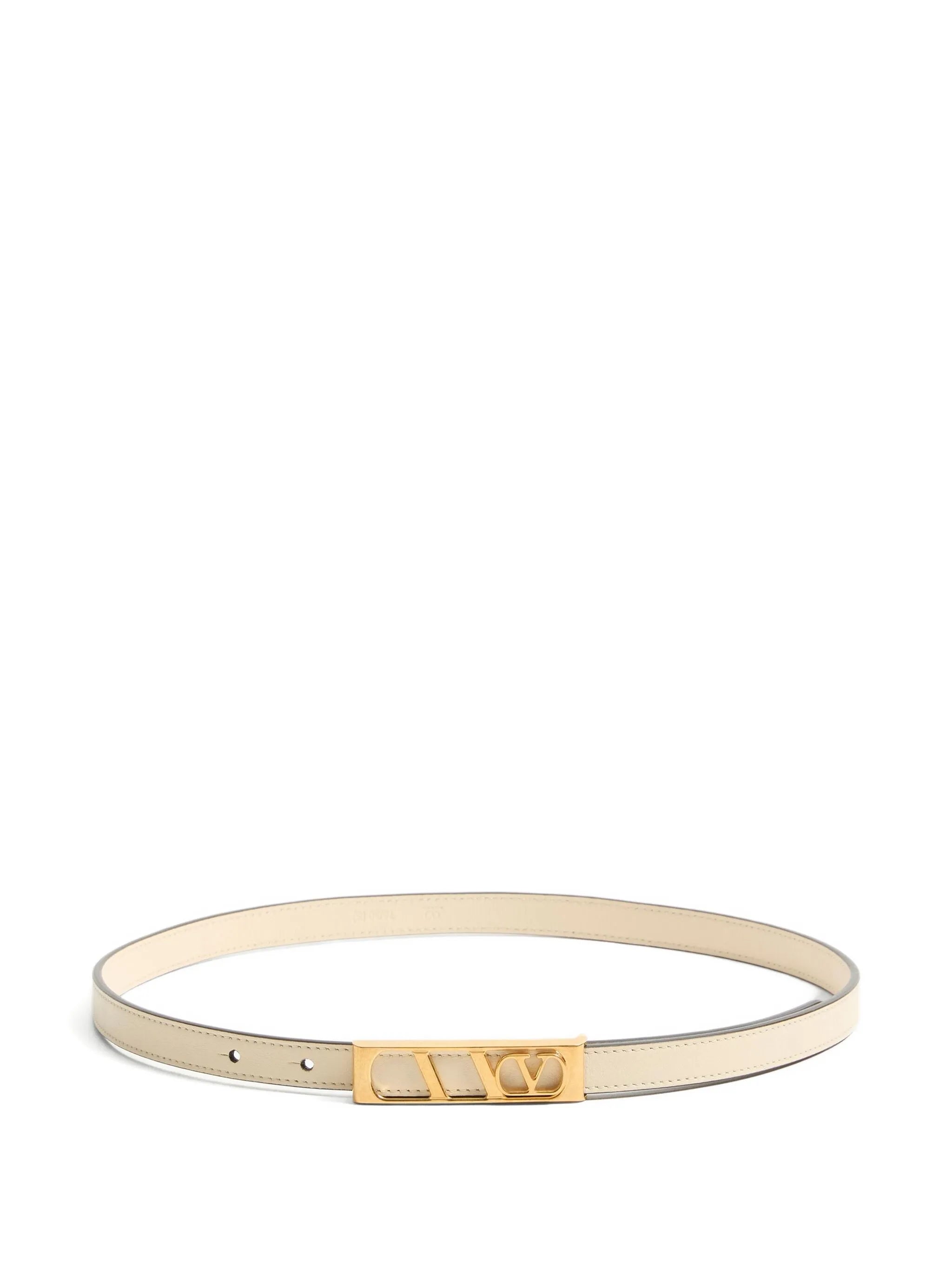 V-logo leather belt