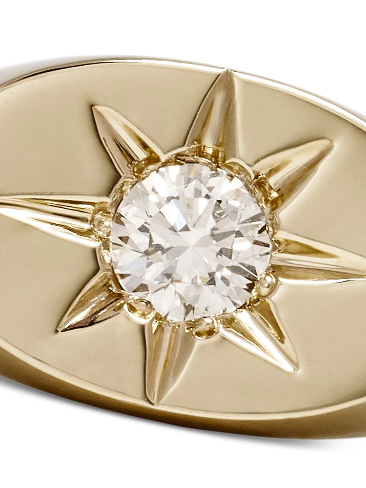 diamond Starburst oval signet ring