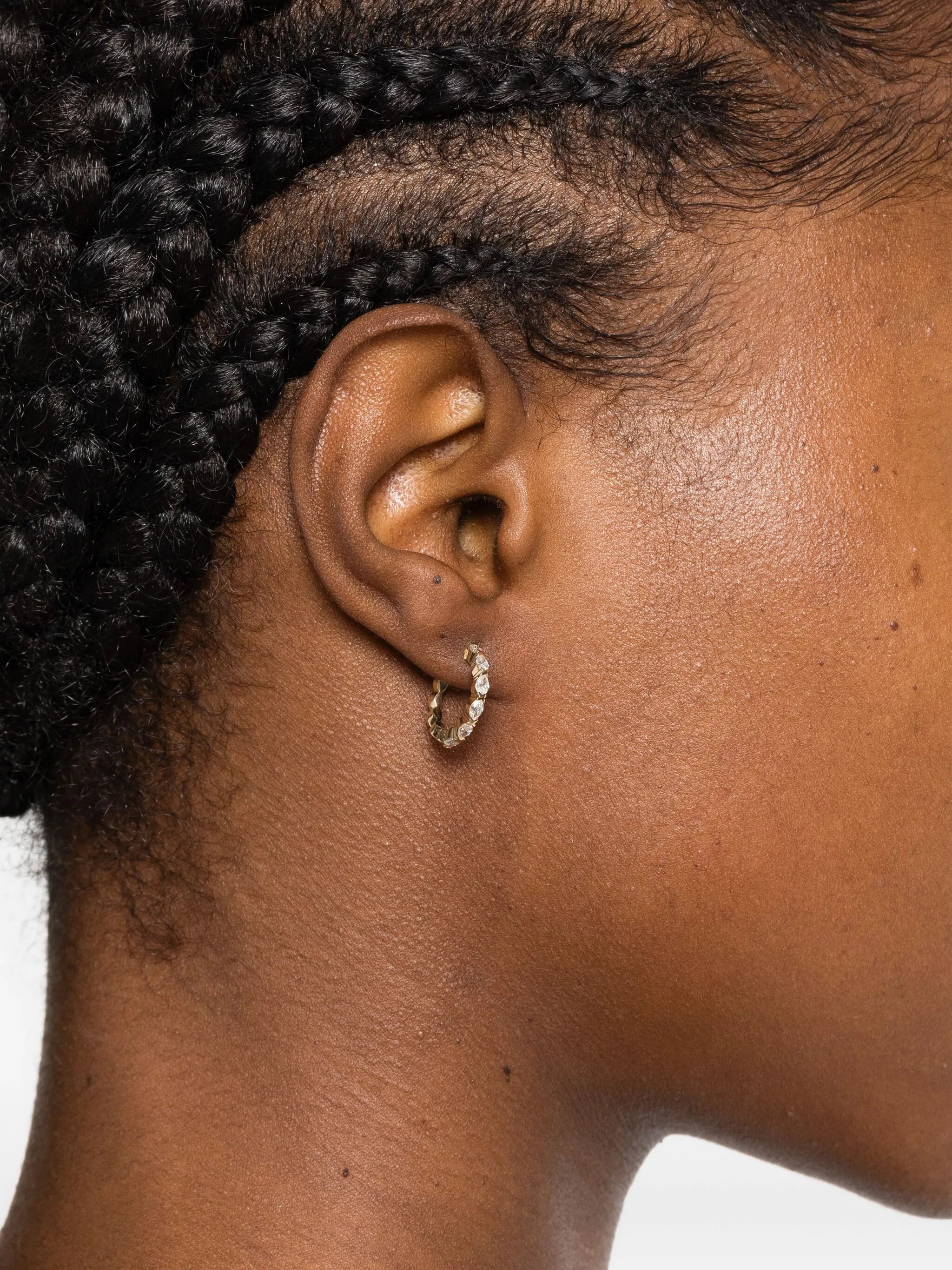 14K yellow gold diamond mini hoop earrings