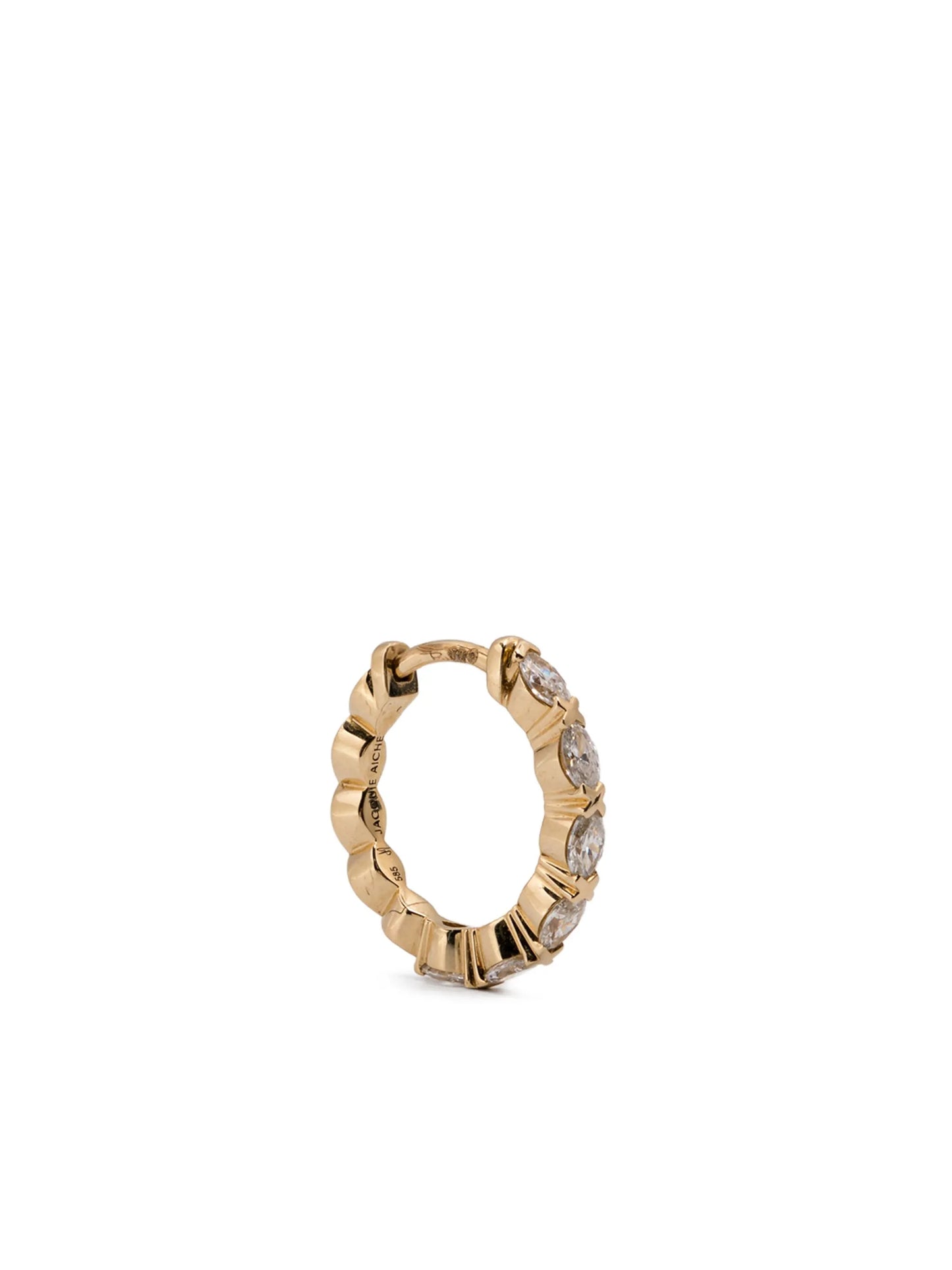 14K yellow gold diamond mini hoop earrings