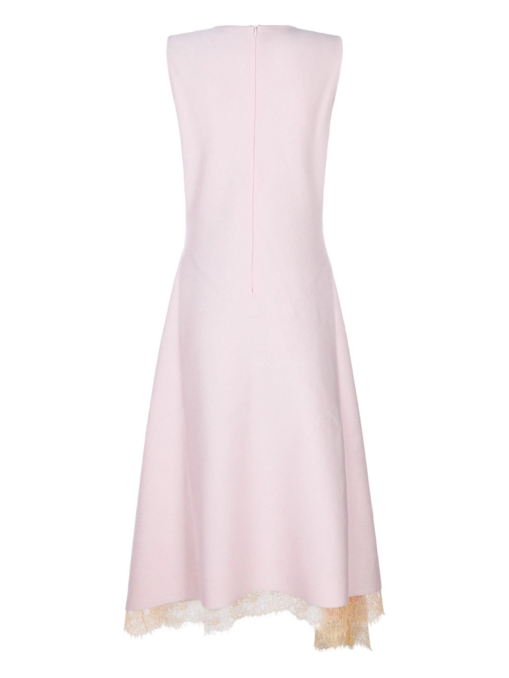 lace-trimmed sleeveless midi dress