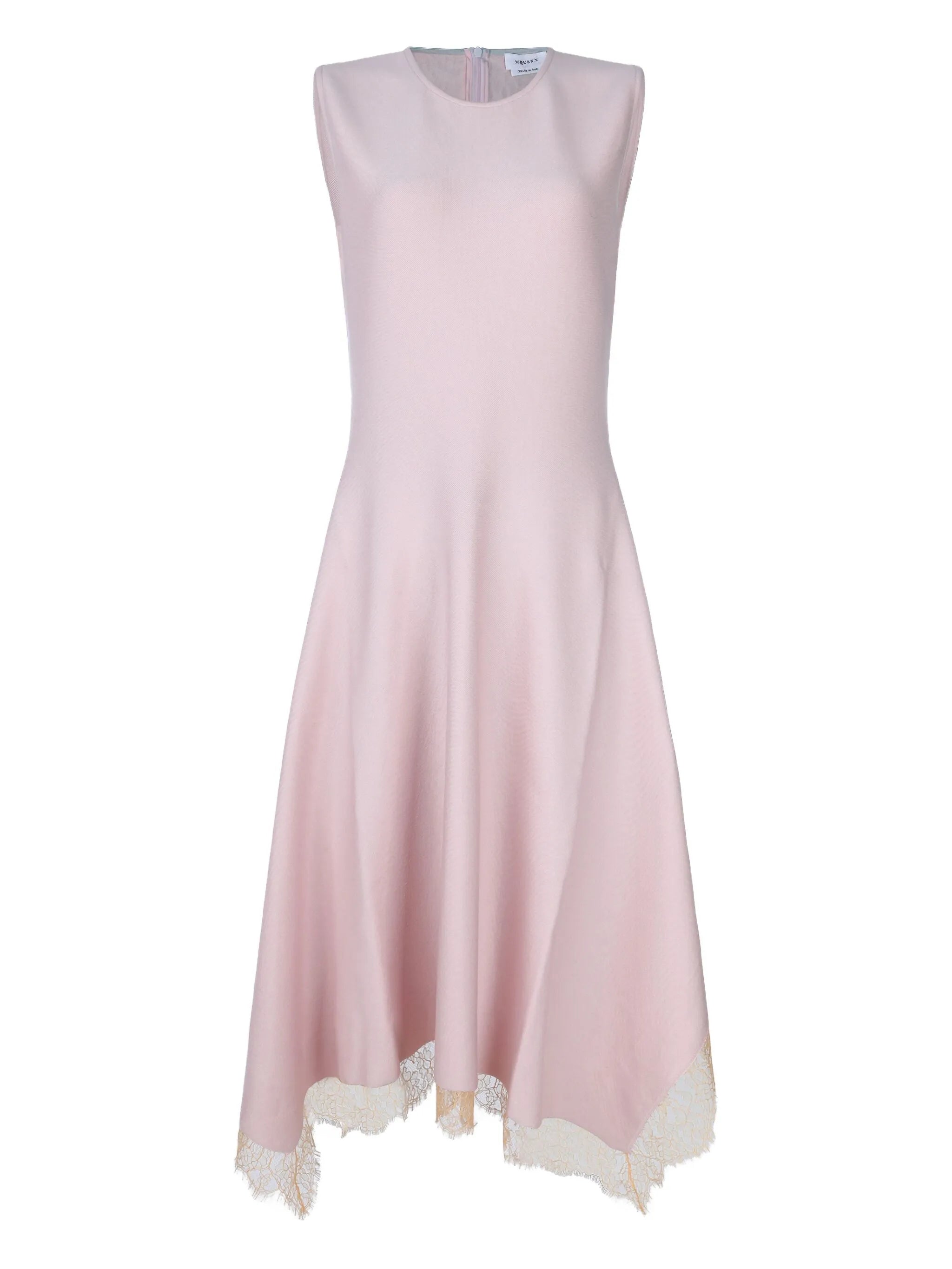 lace-trimmed sleeveless midi dress