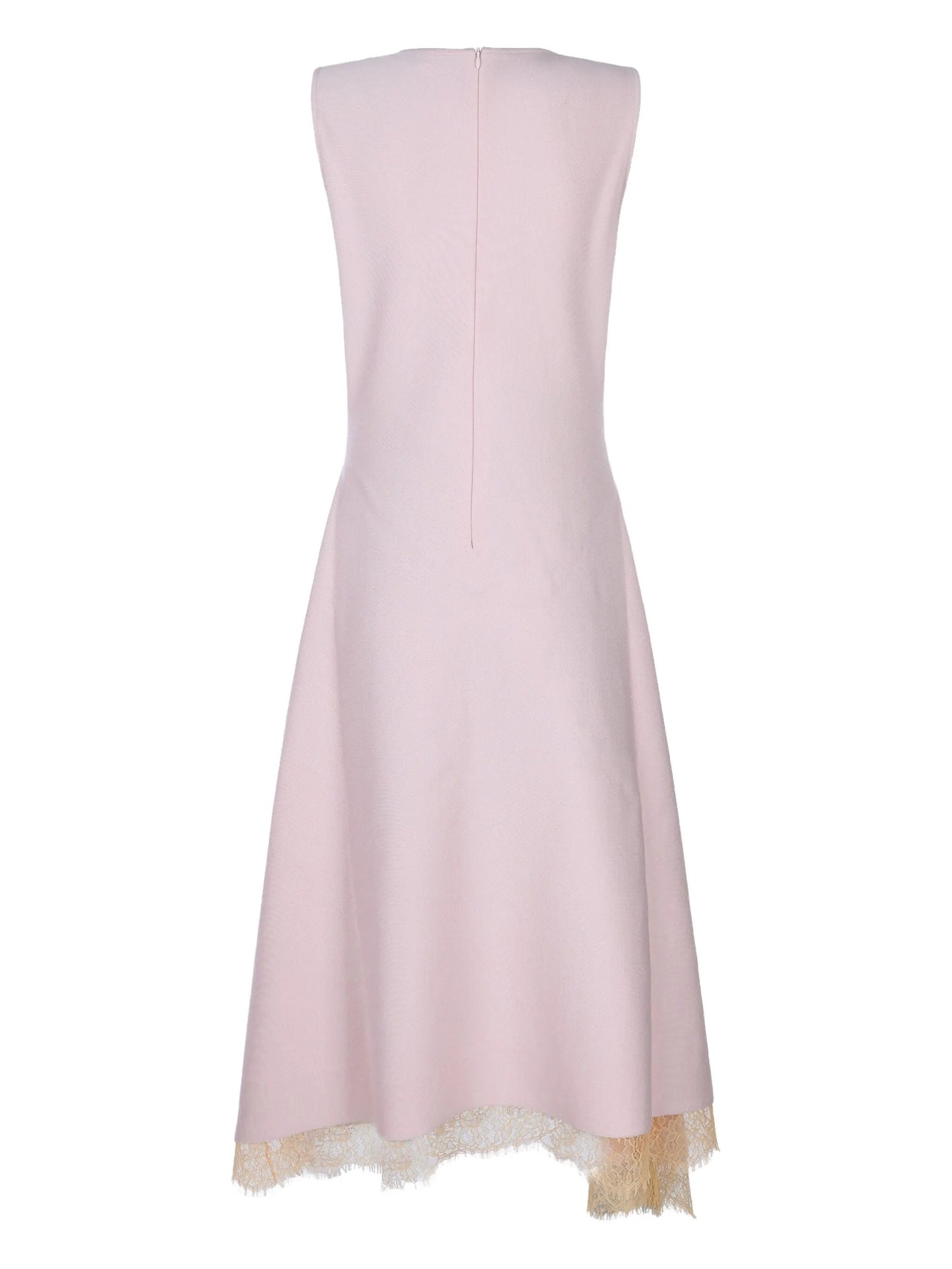 lace-trimmed sleeveless midi dress