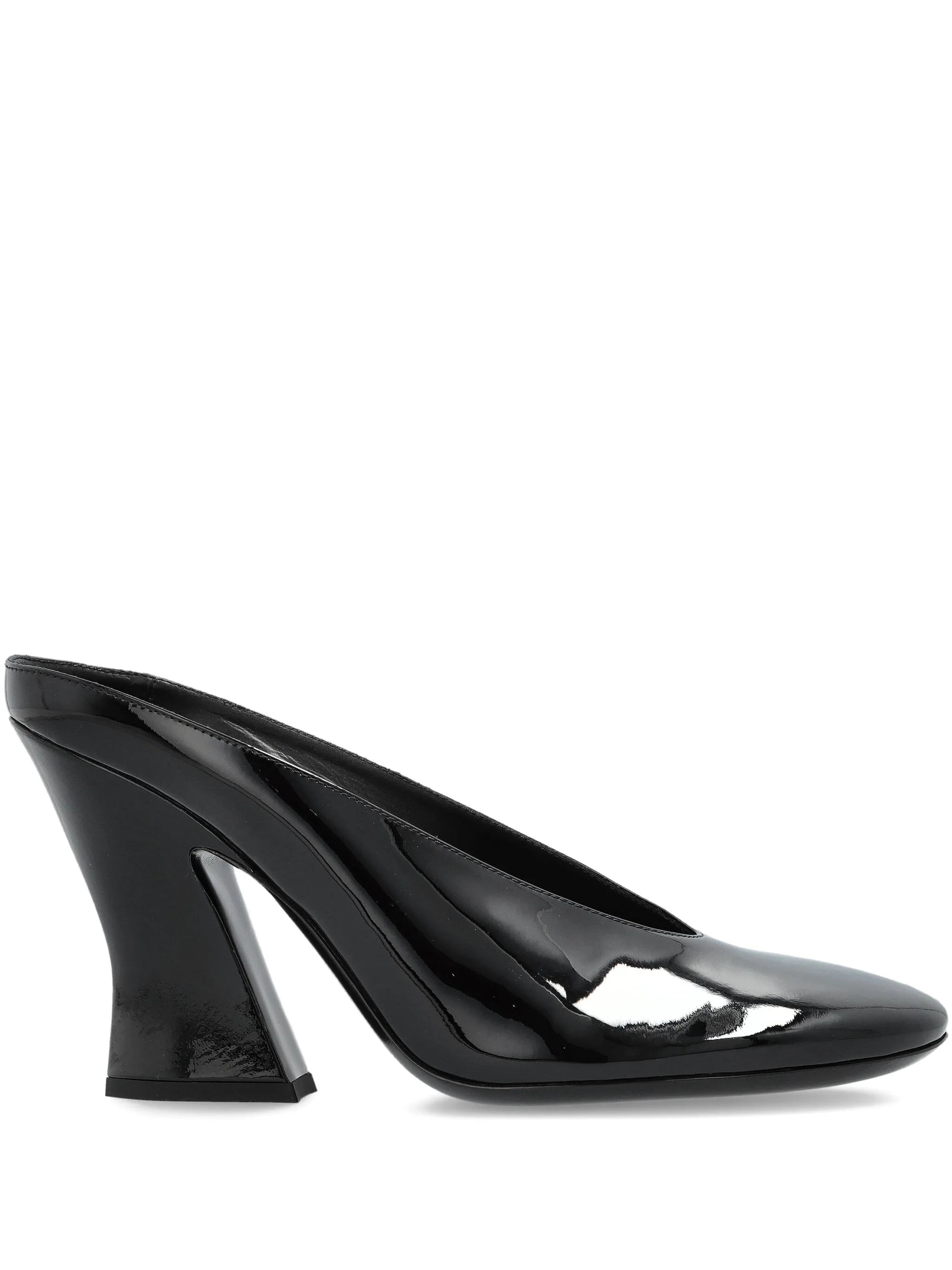 100mm patent-leather mules