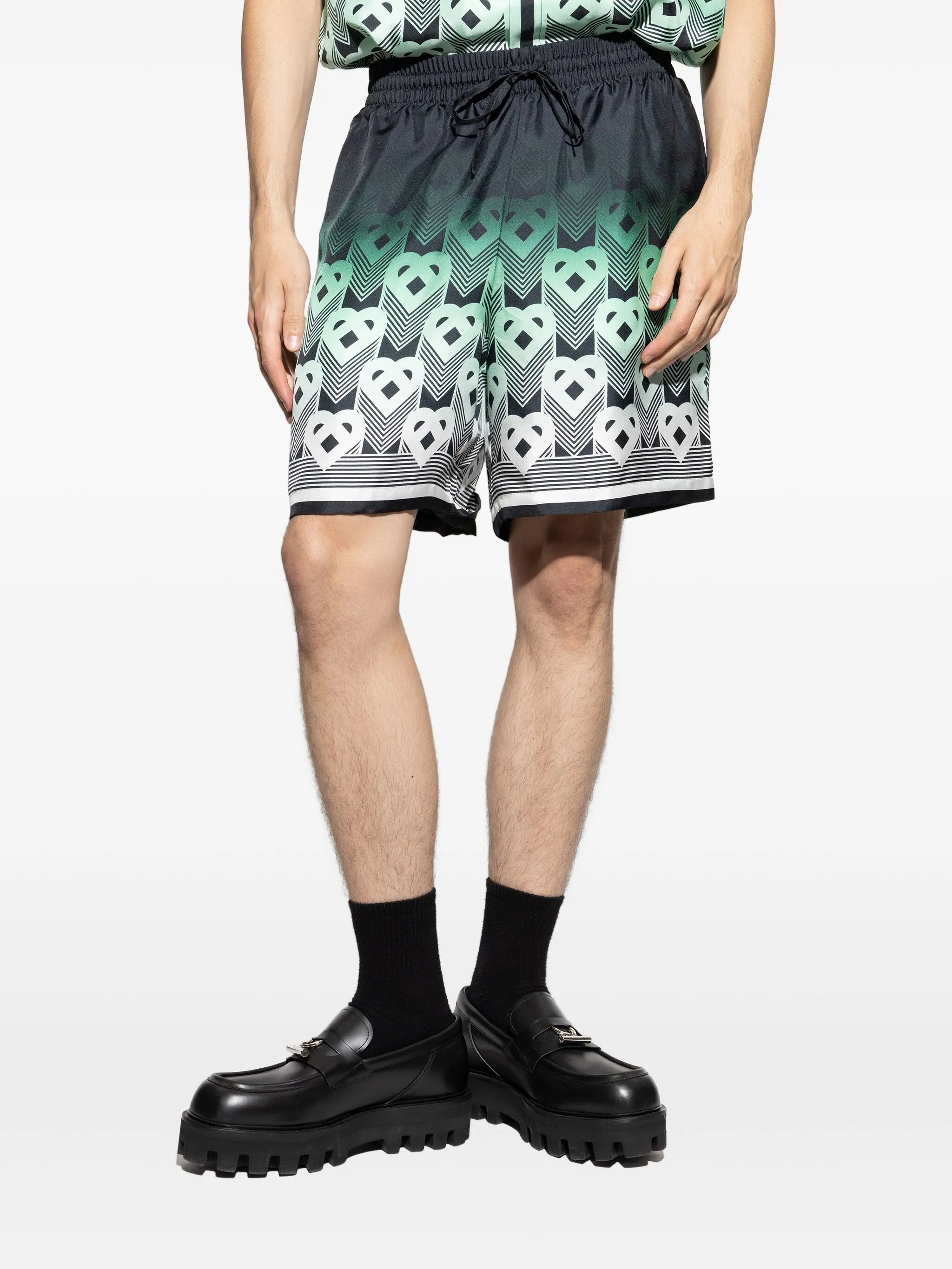 monogram-print drawstring shorts