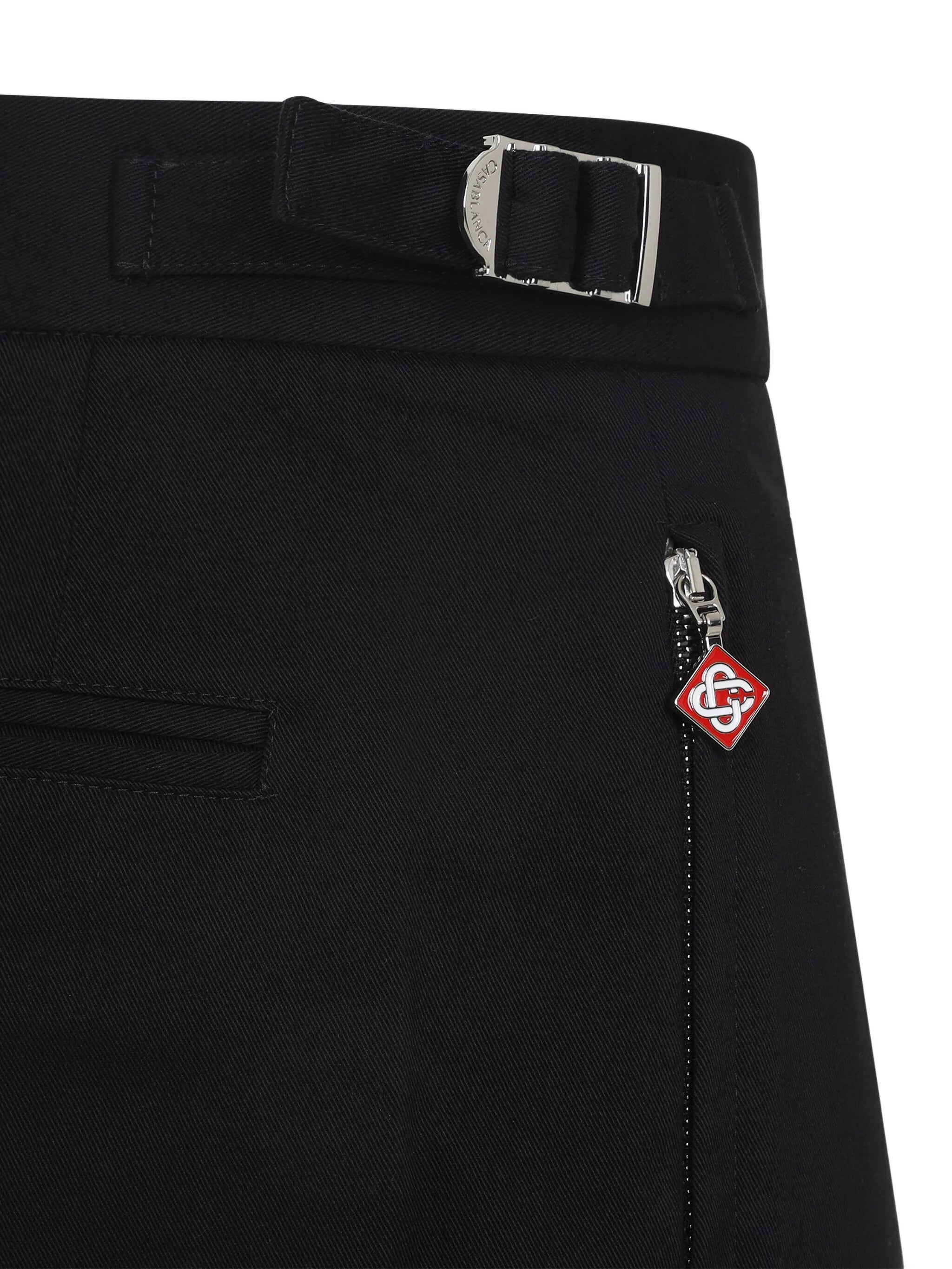 buckle-detail cotton trousers