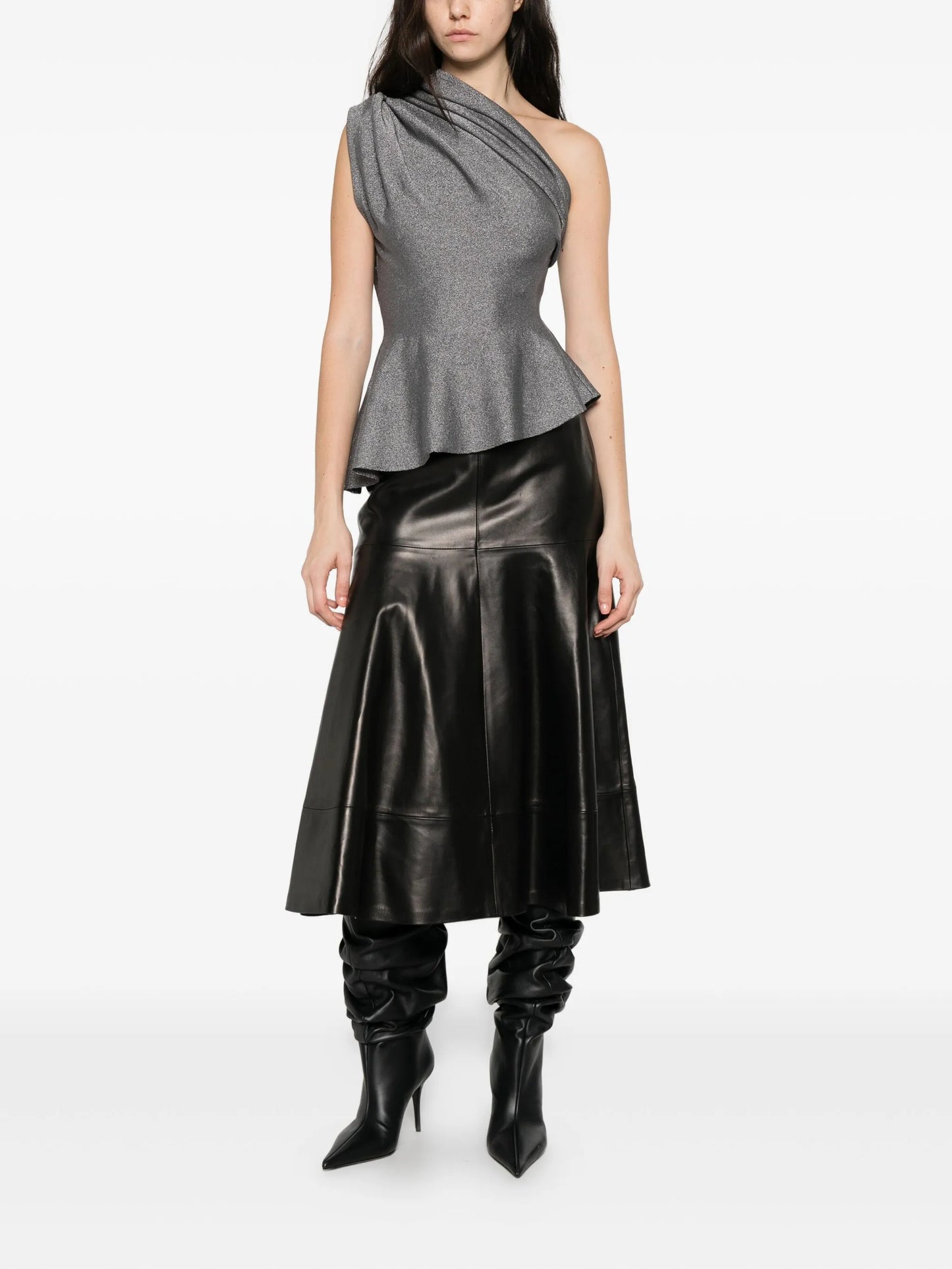 one-shoulder ruffled top
