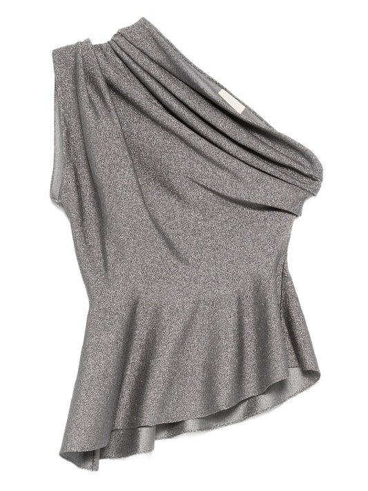 one-shoulder ruffled top