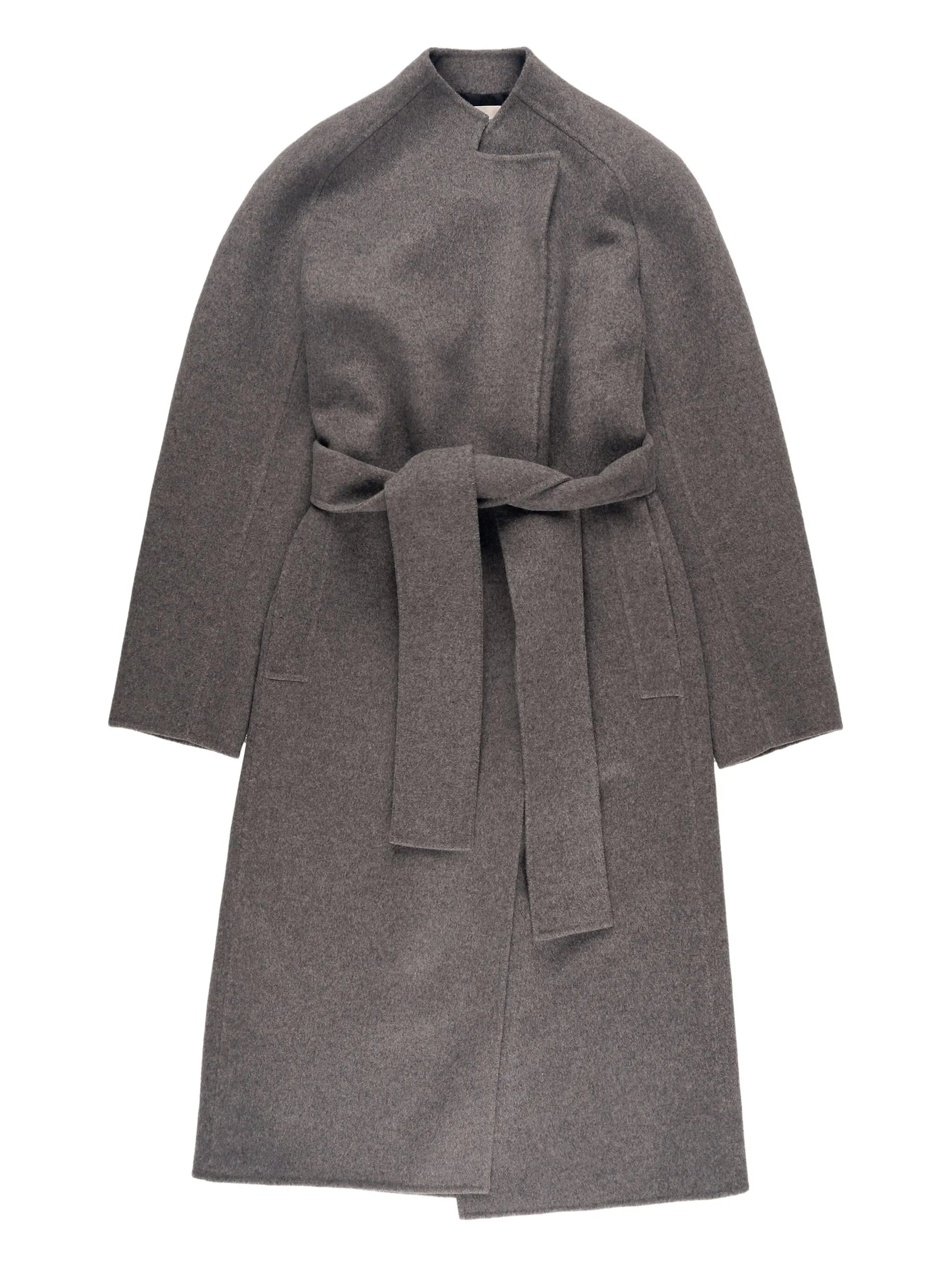 belted wool single-breasted coat