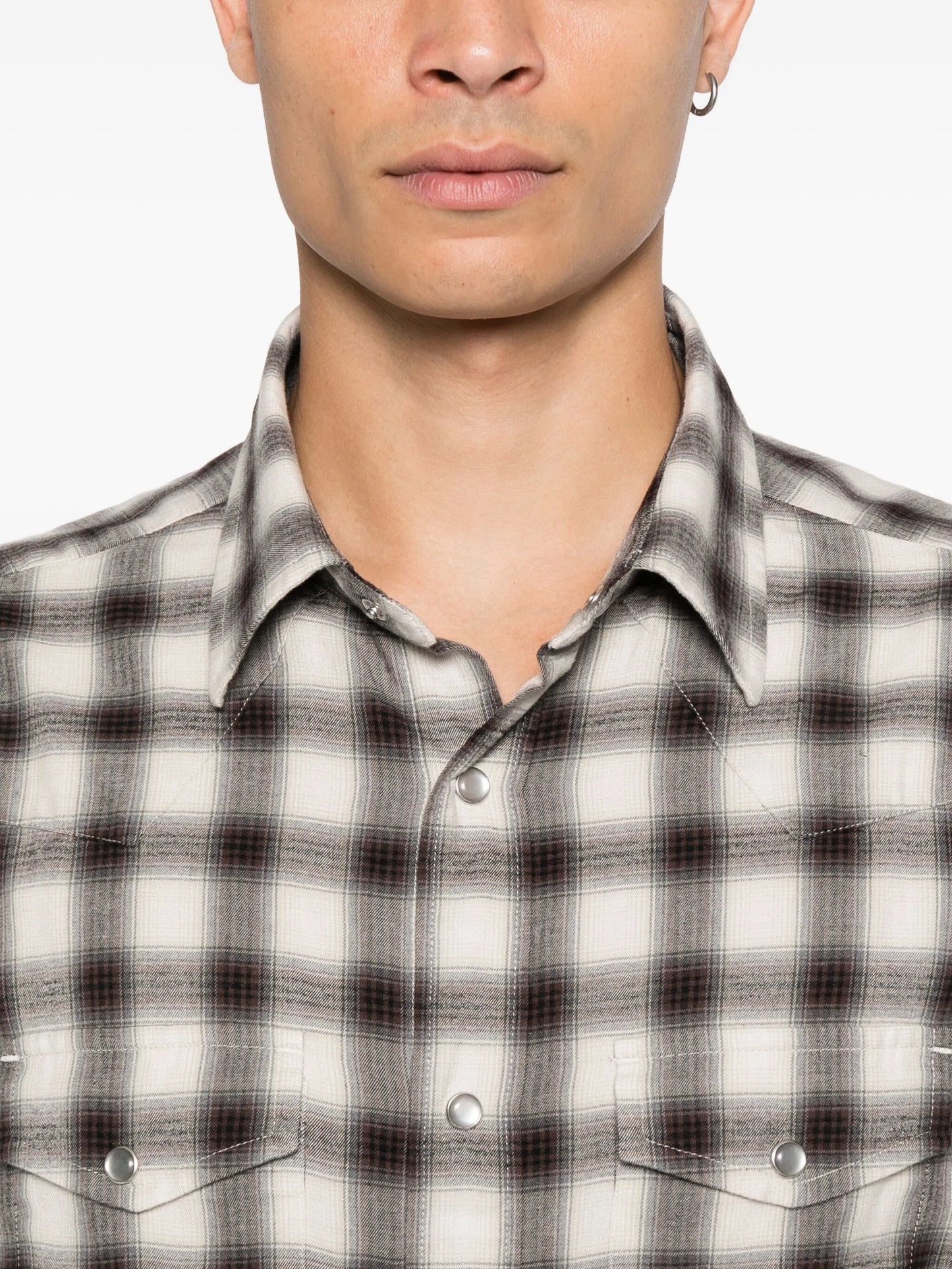 checked flap-pocket Western shirt