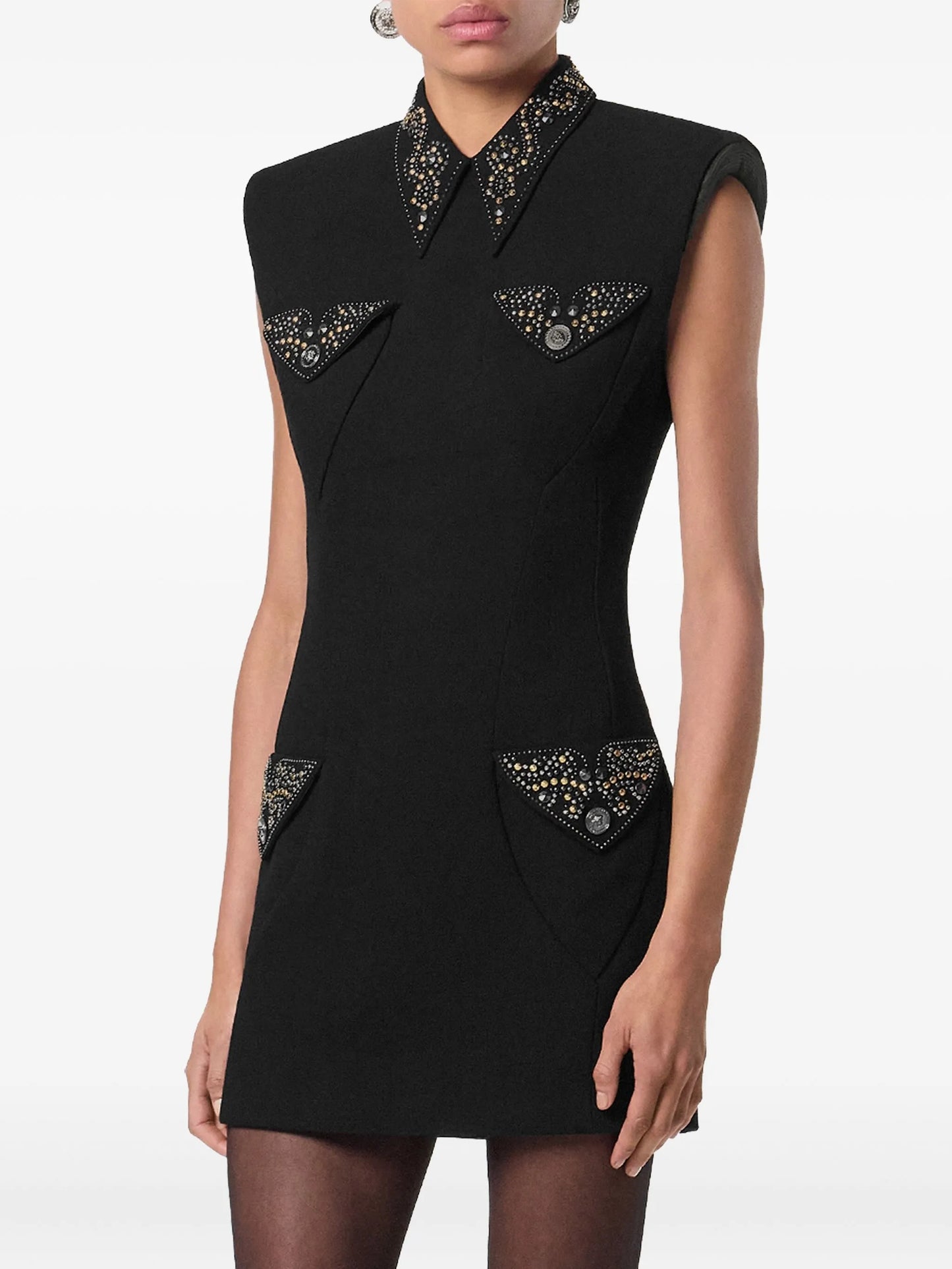 embellished wool mini dress