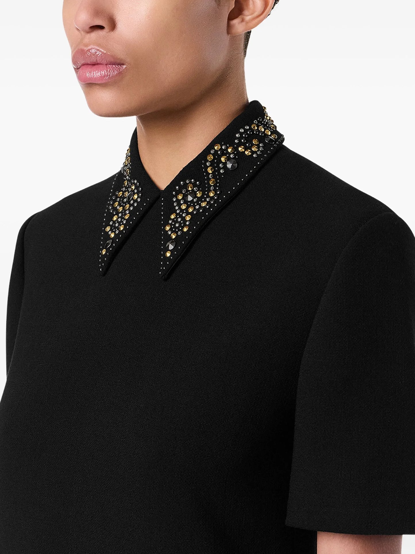 embellished-collar mini dress