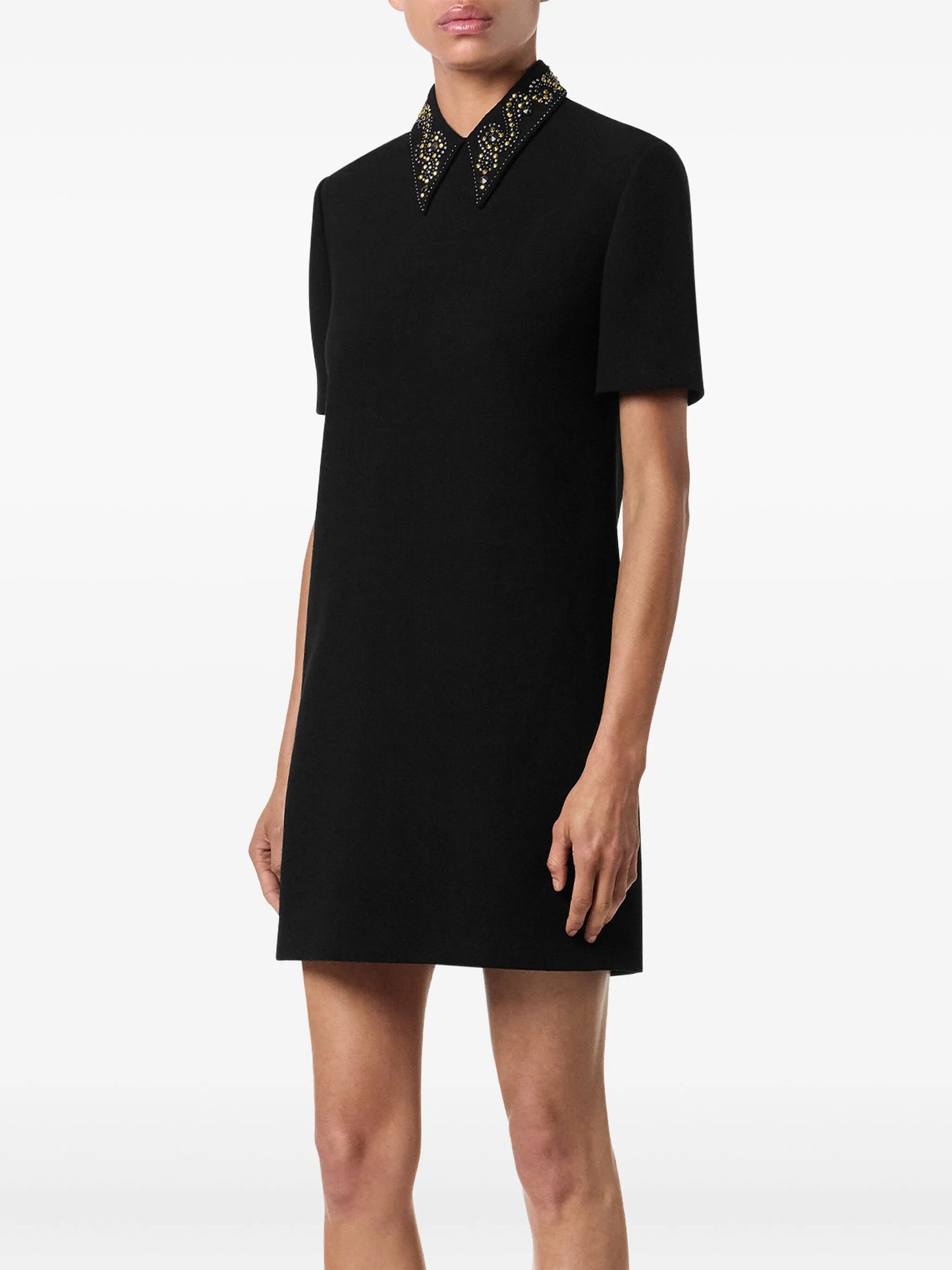 embellished-collar mini dress