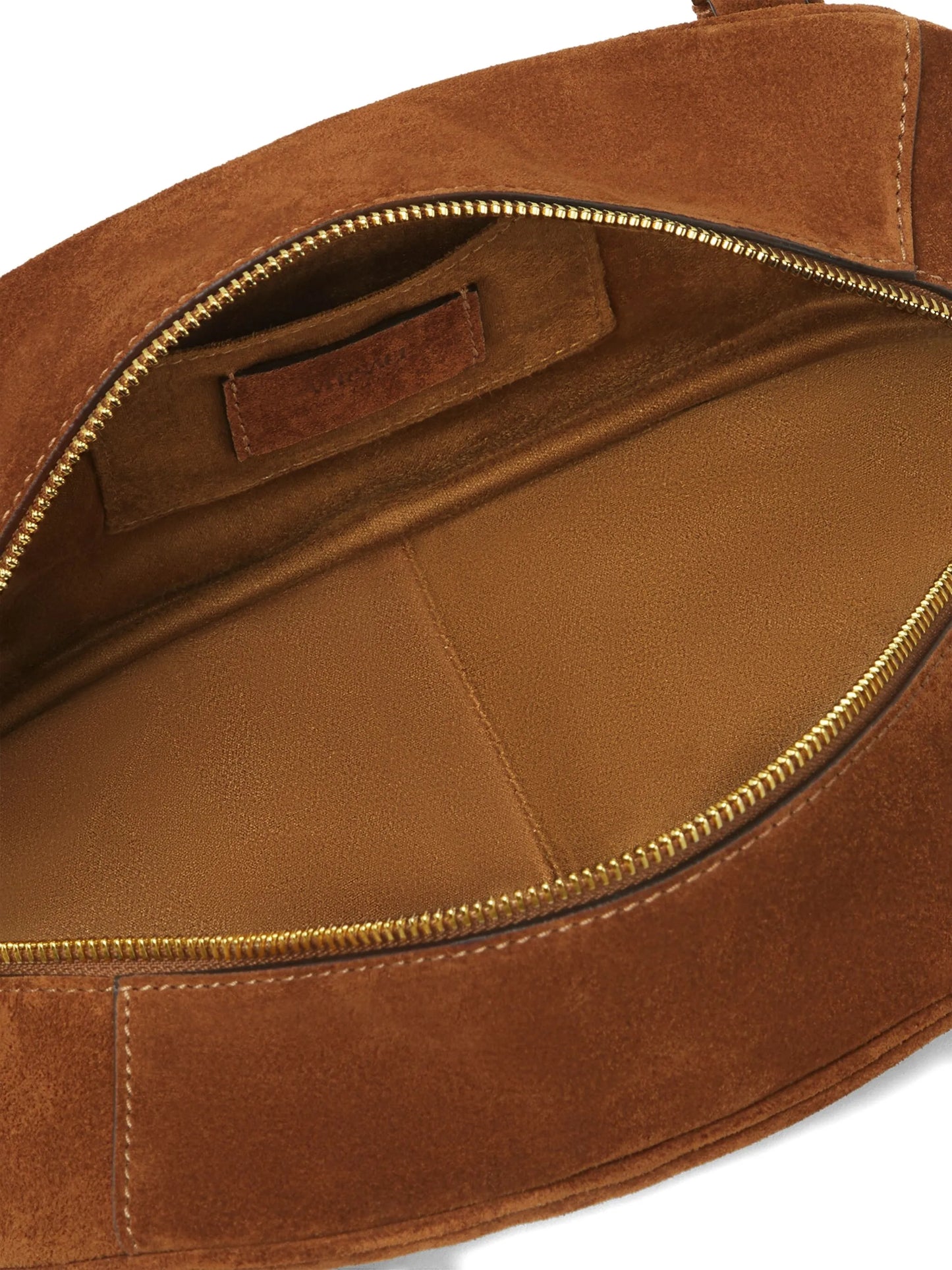 Tag suede shoulder bag