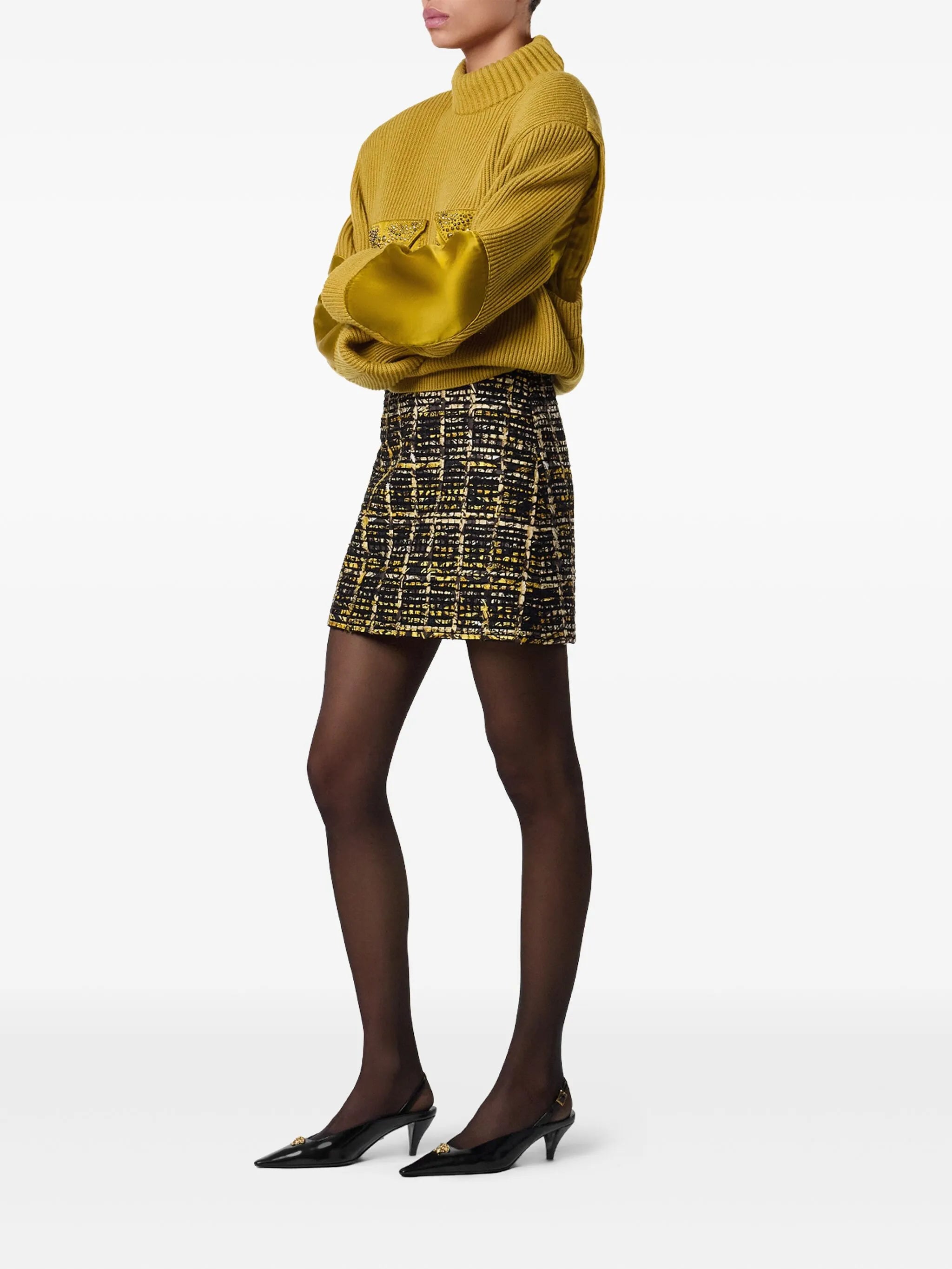 embellished-pocket ribbed sweater