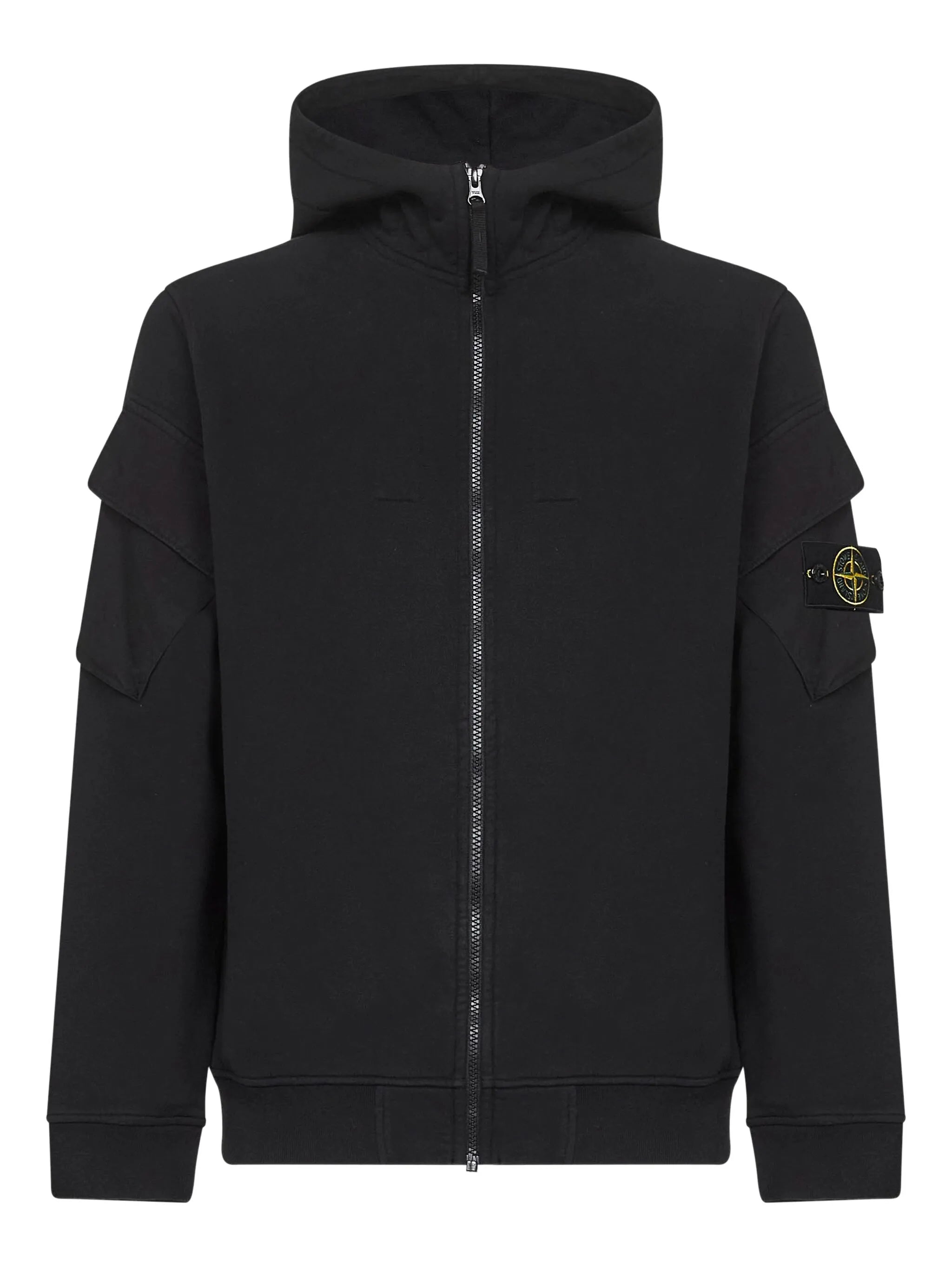 zip-front pocket-detail hoodie