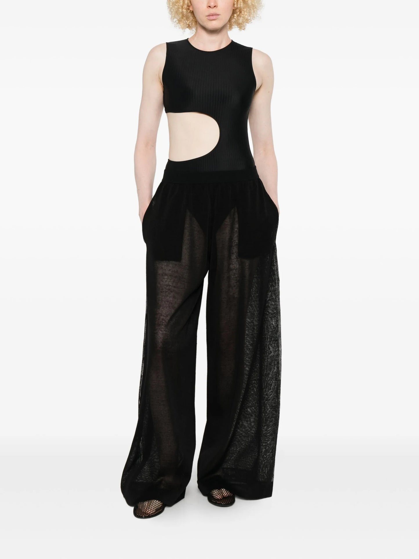 cut-out ribbed swimsuit