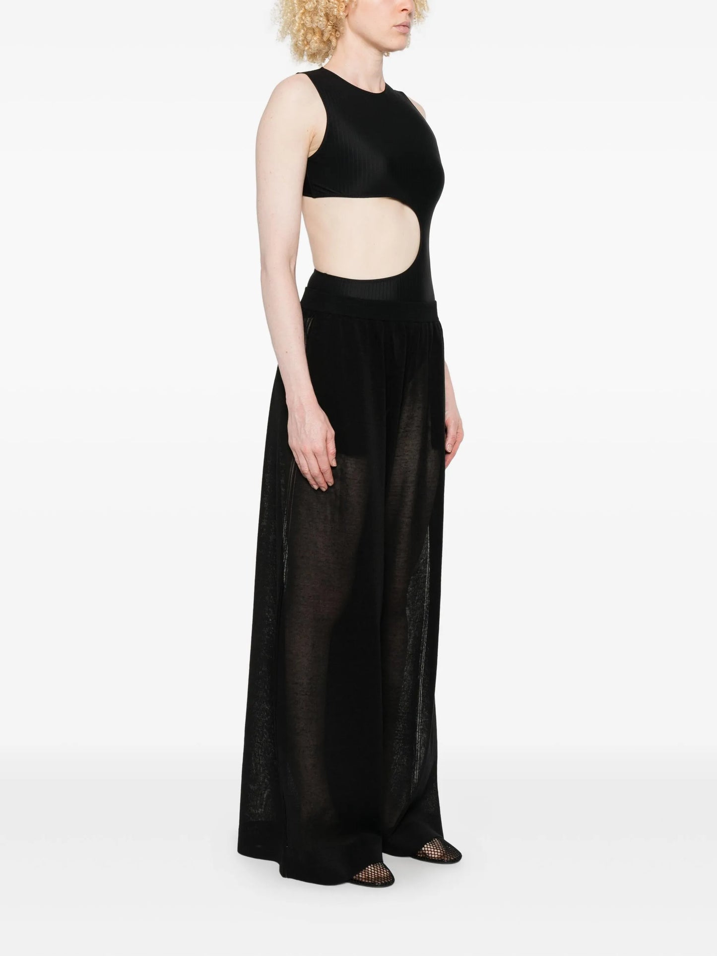 cut-out ribbed swimsuit