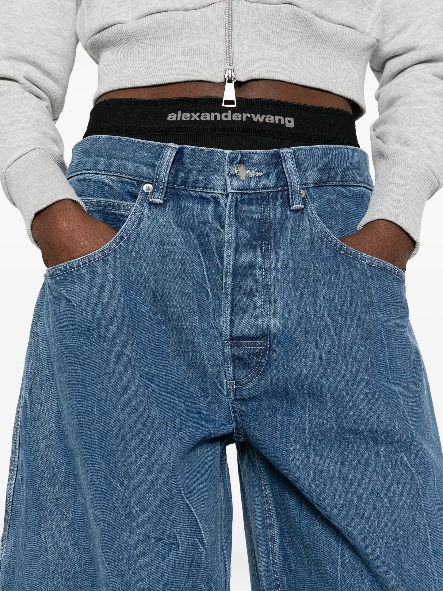 x Denim x alexander wang stonewashed wide jeans