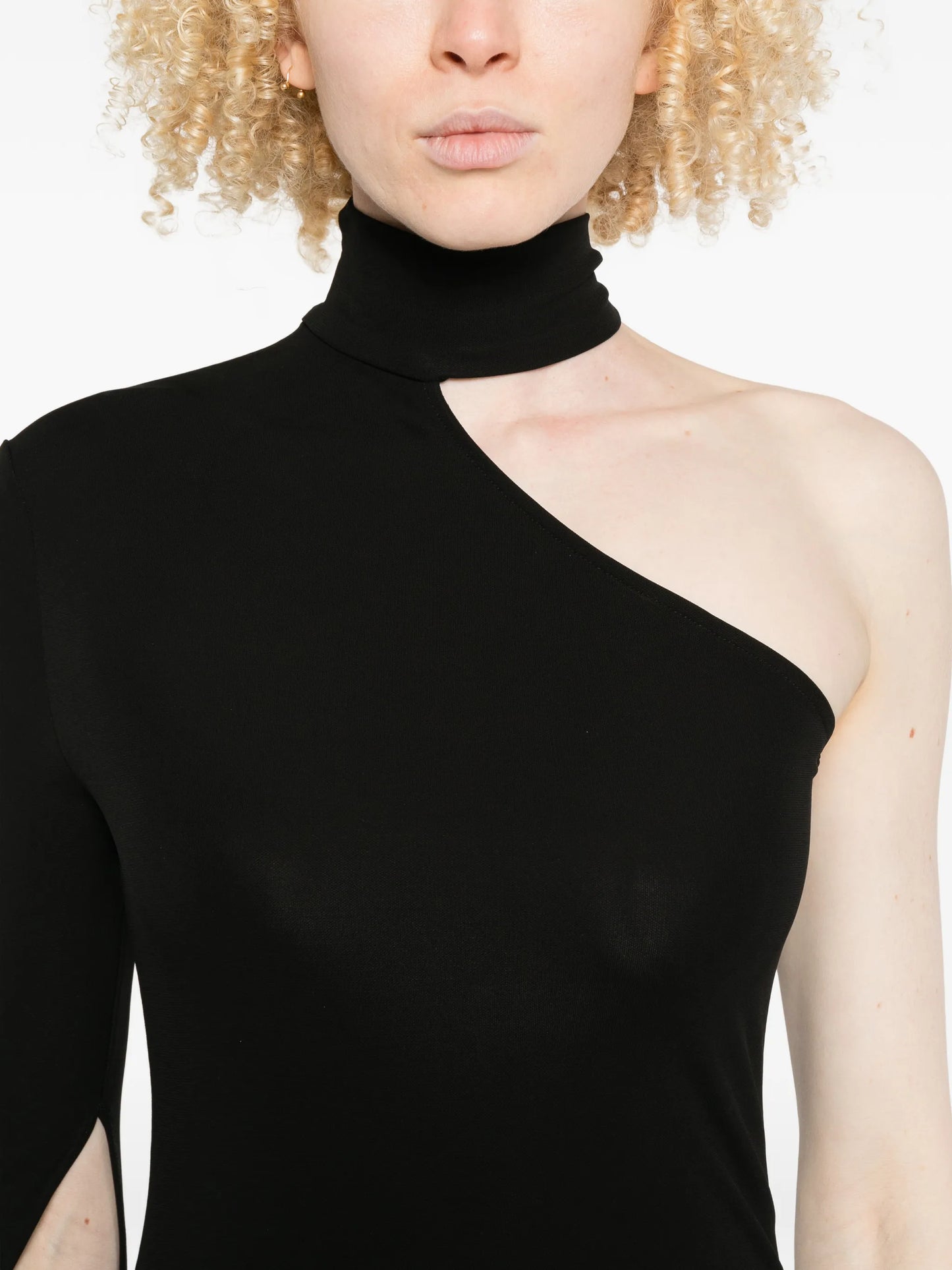 draped midi dress in crepe jersey