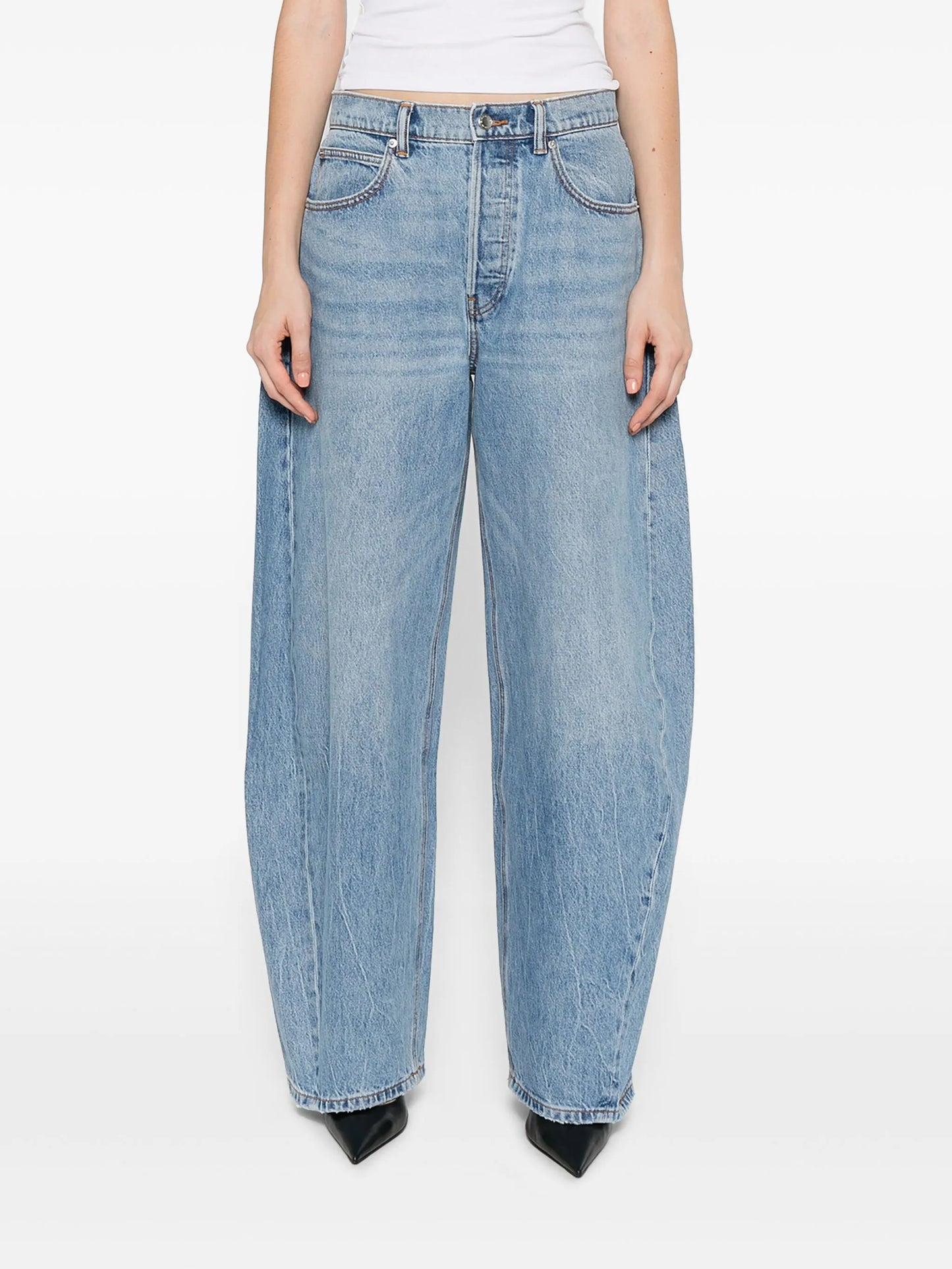 crystal-embellished wide-leg jeans