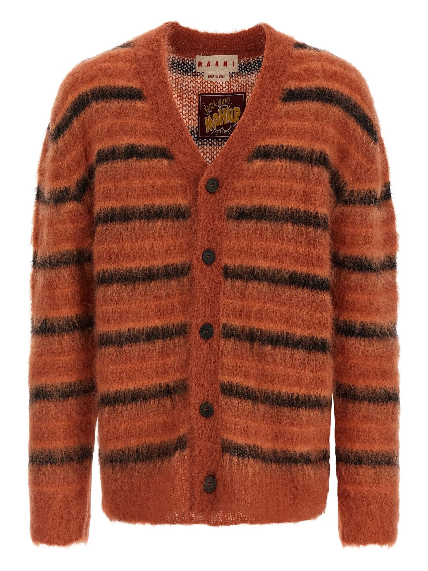 brushed striped cardigan