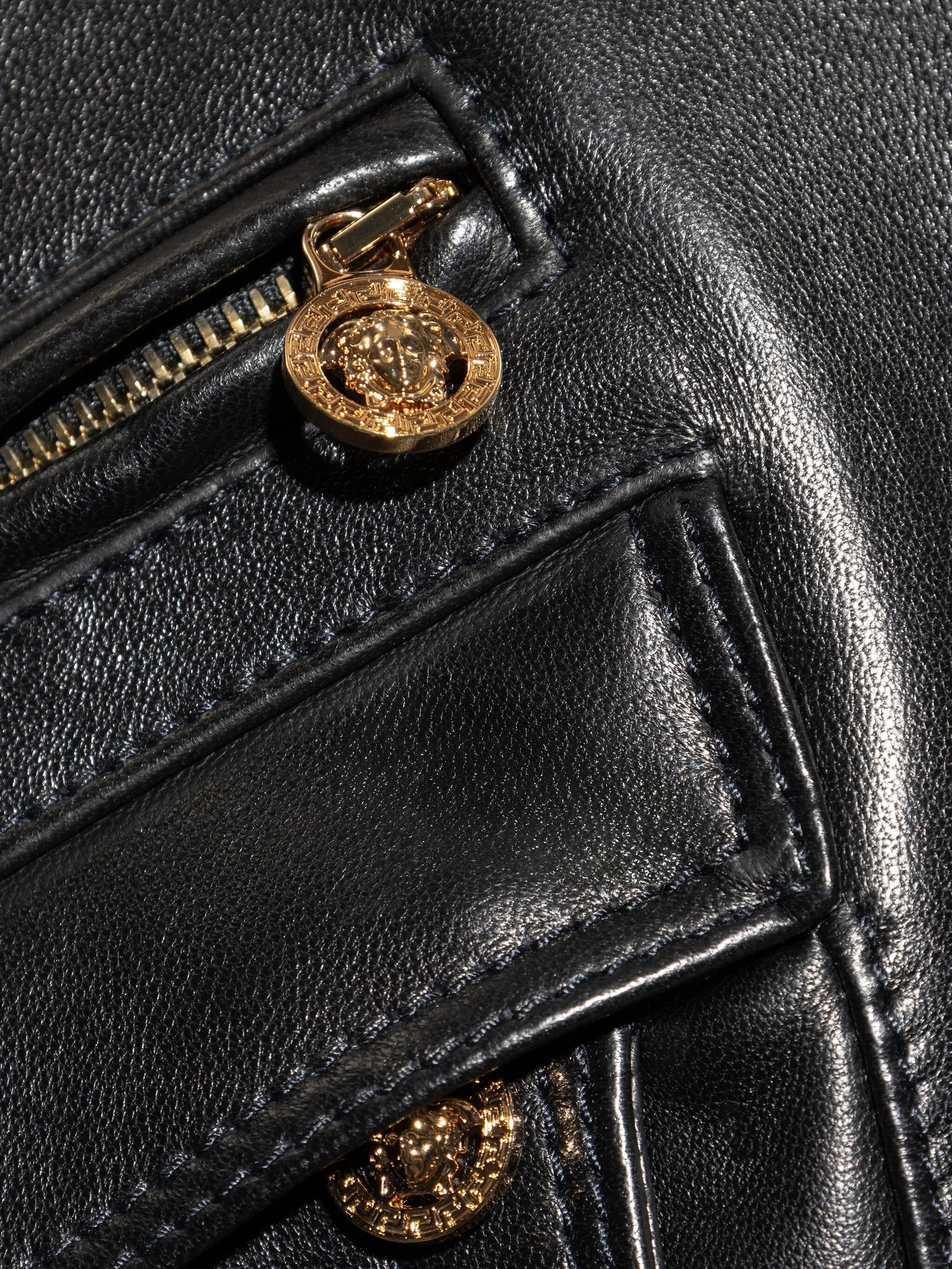 flap-pocket leather jacket