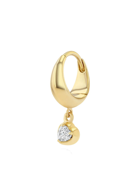 18K yellow gold Heart Diamond Hoop earrings
