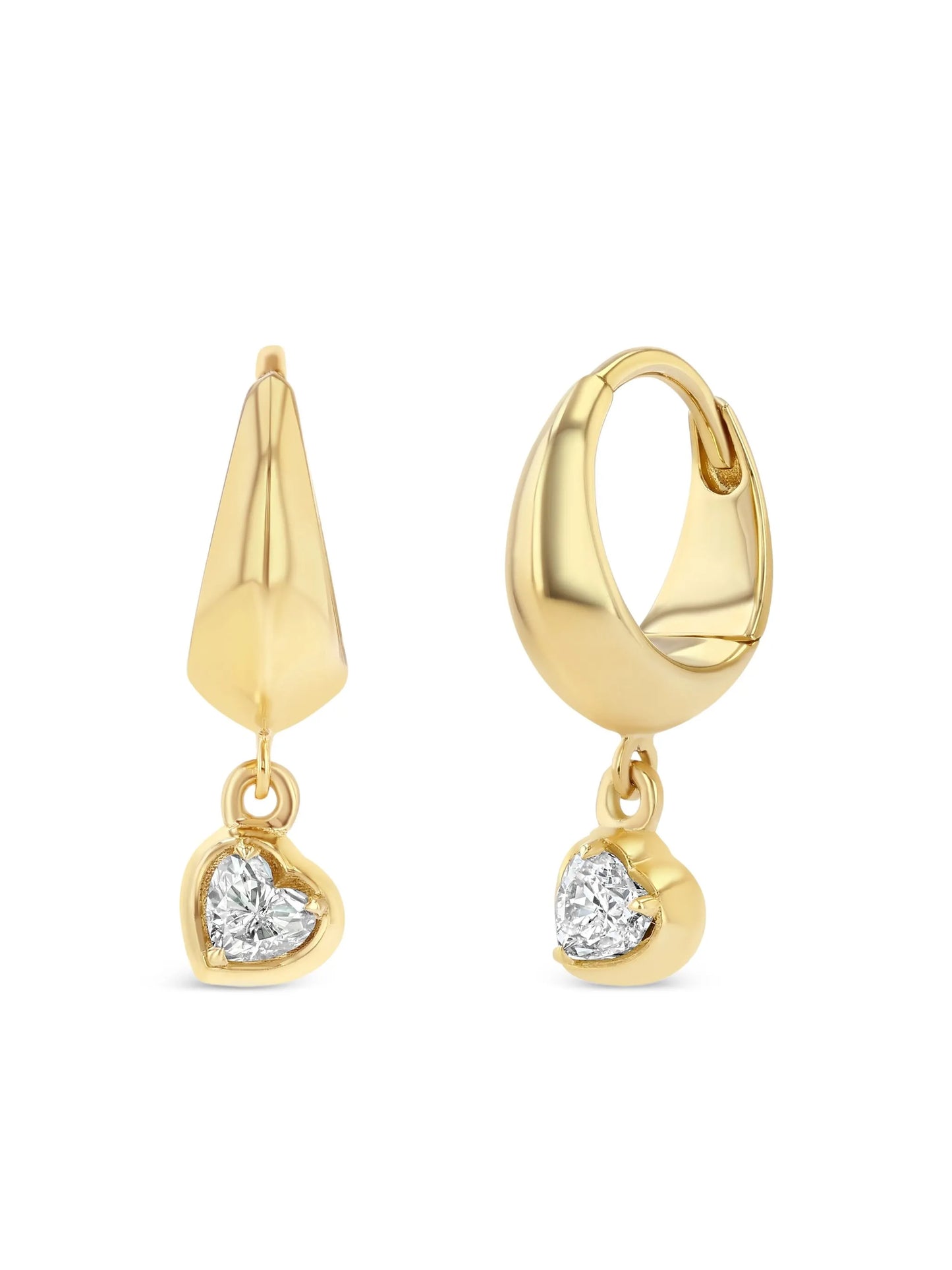 18K yellow gold Heart Diamond Hoop earrings