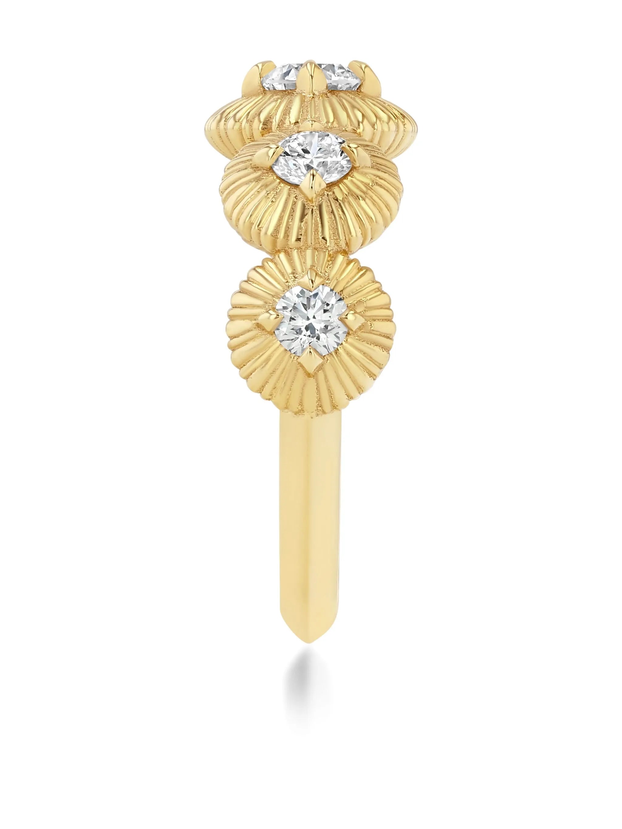 18K yellow gold Fluted Diamond ring
