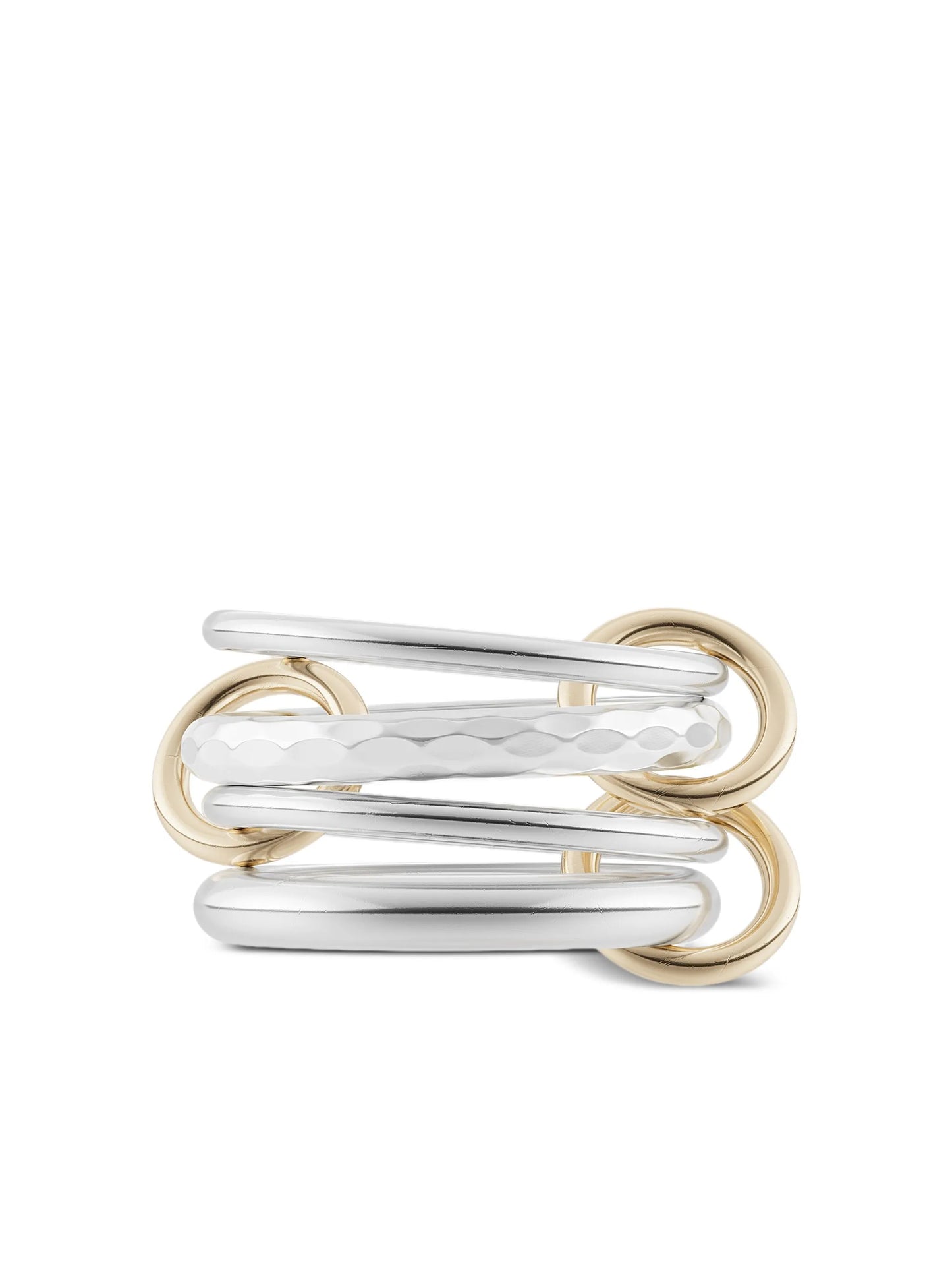 18CT yellow gold Hammered Silver ring