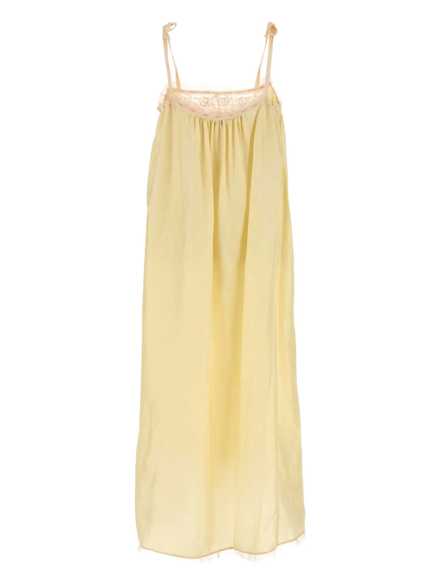 lace-trimmed silk midi dress