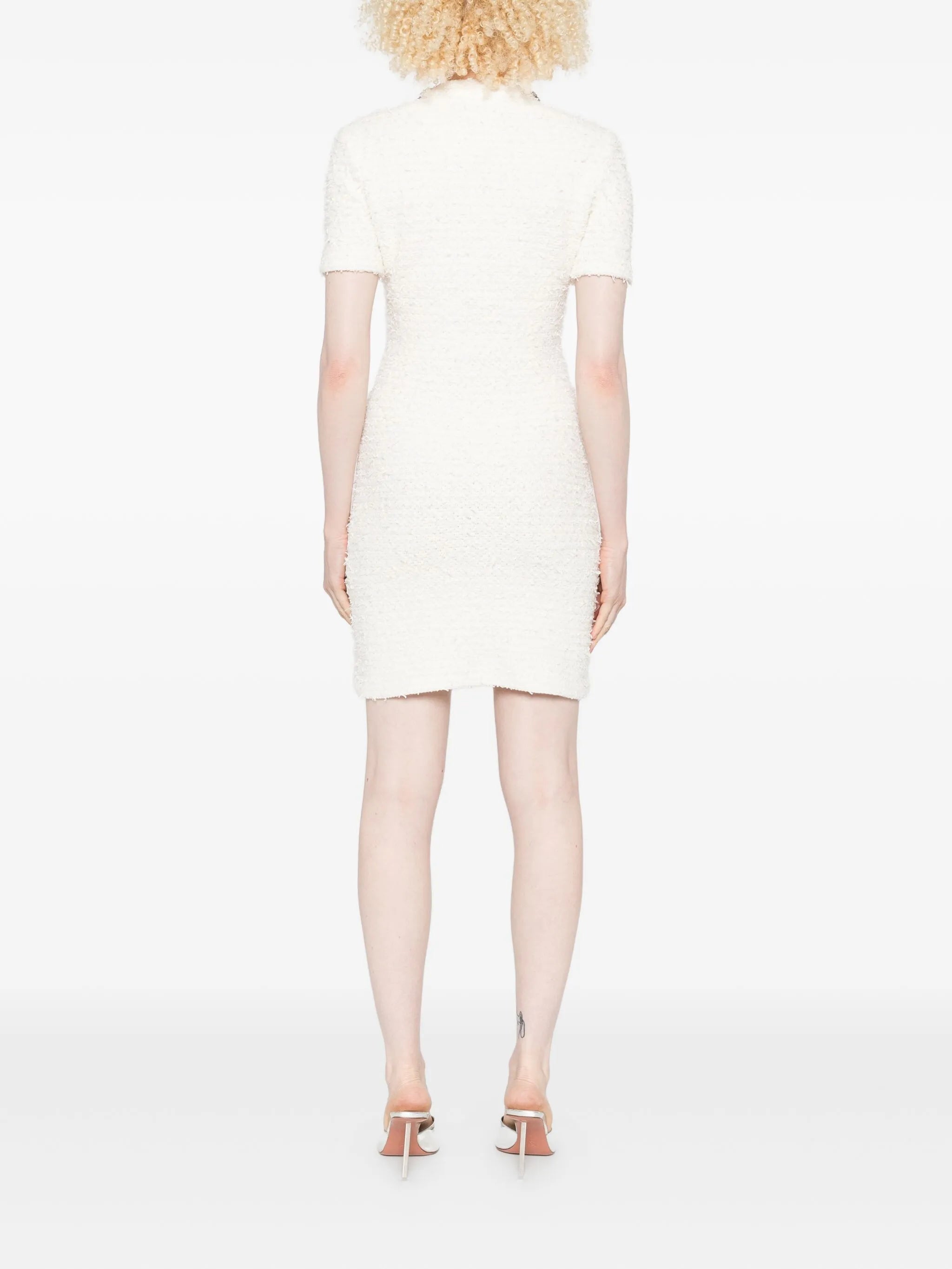 embellished button-detailed mini dress