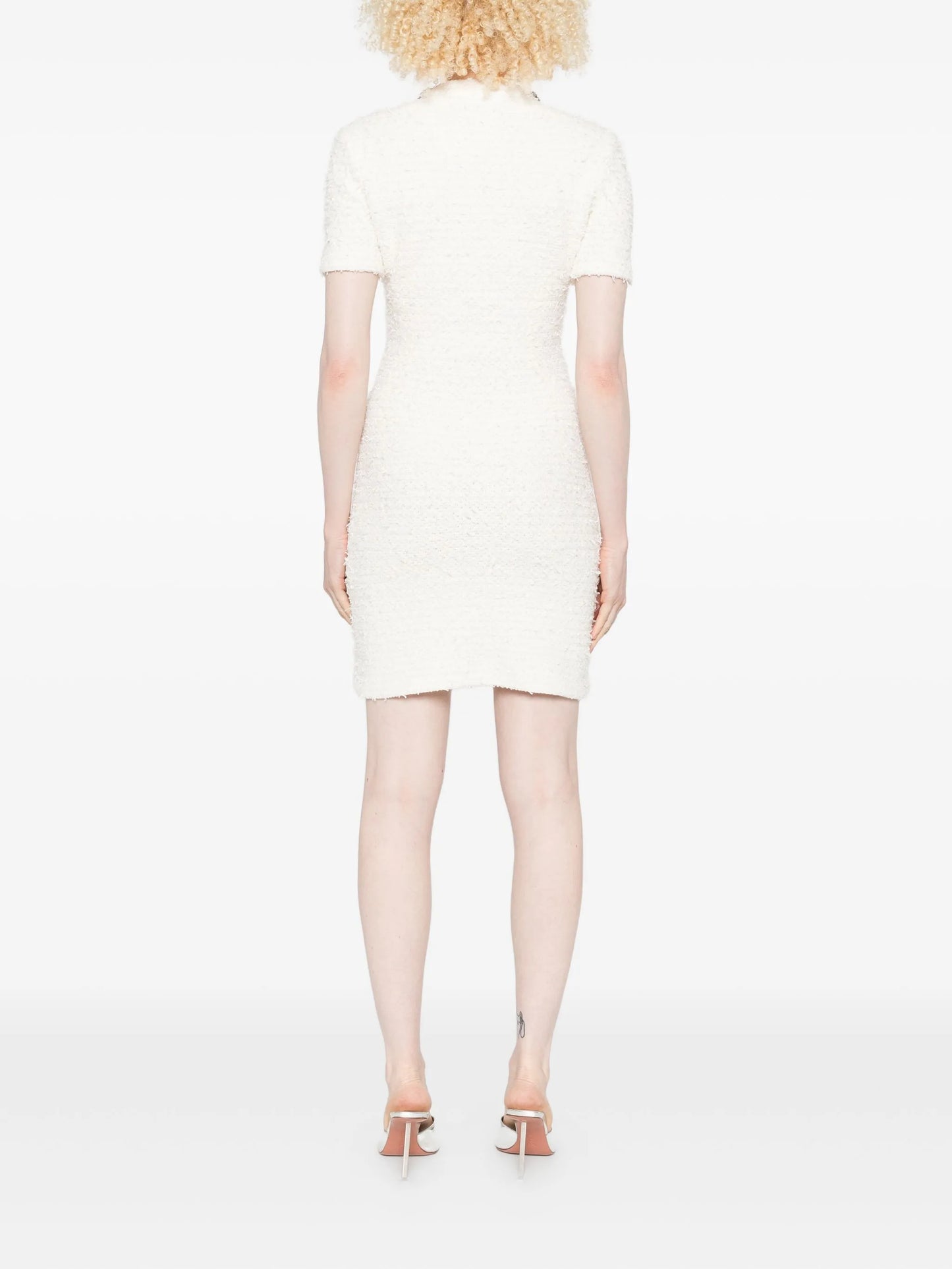 embellished button-detailed mini dress