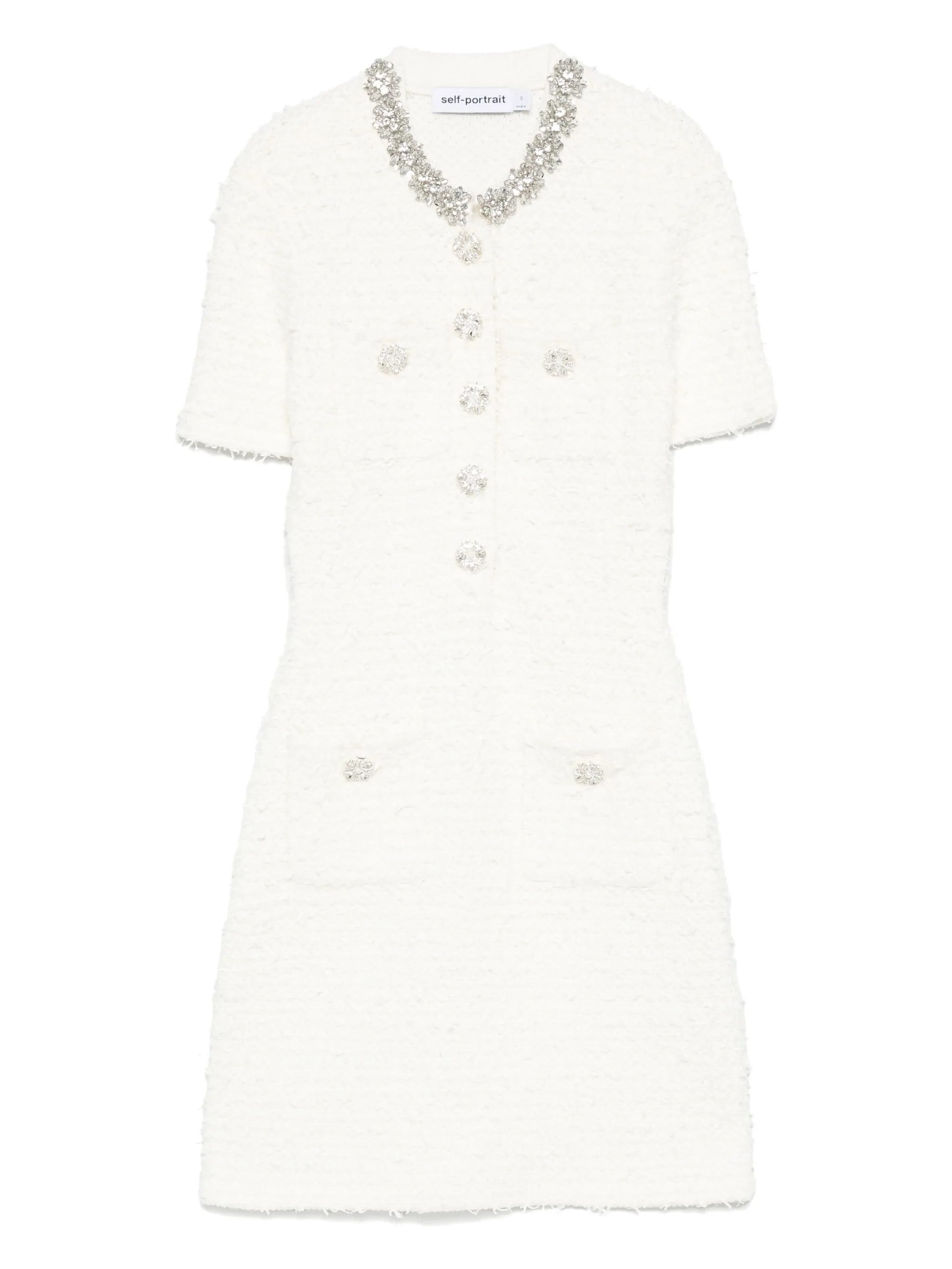 embellished button-detailed mini dress