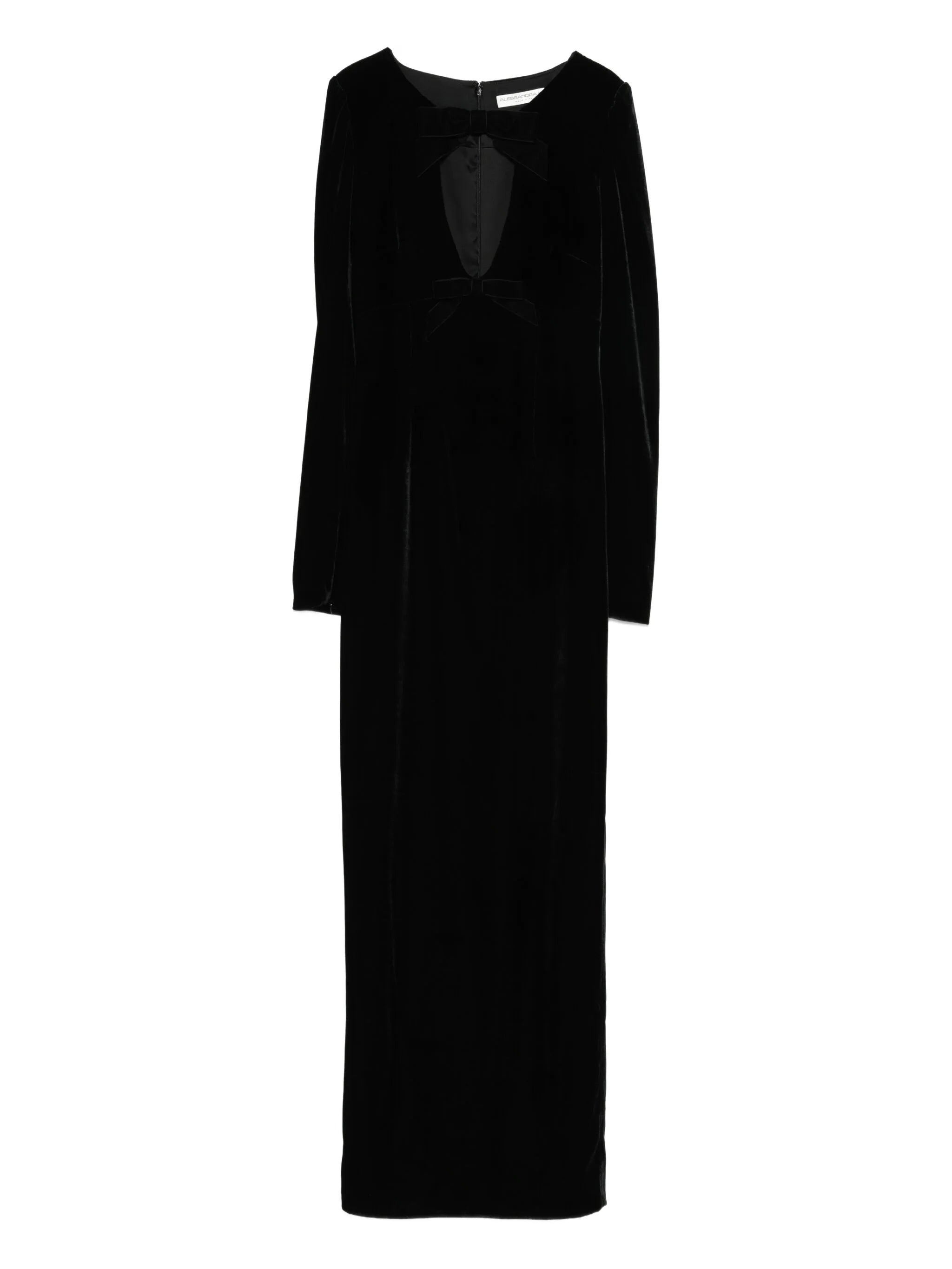 bow-detail velvet gown