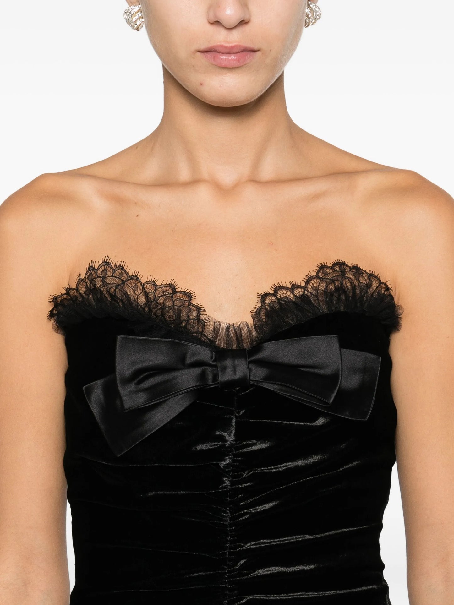 bow-detail velvet gown
