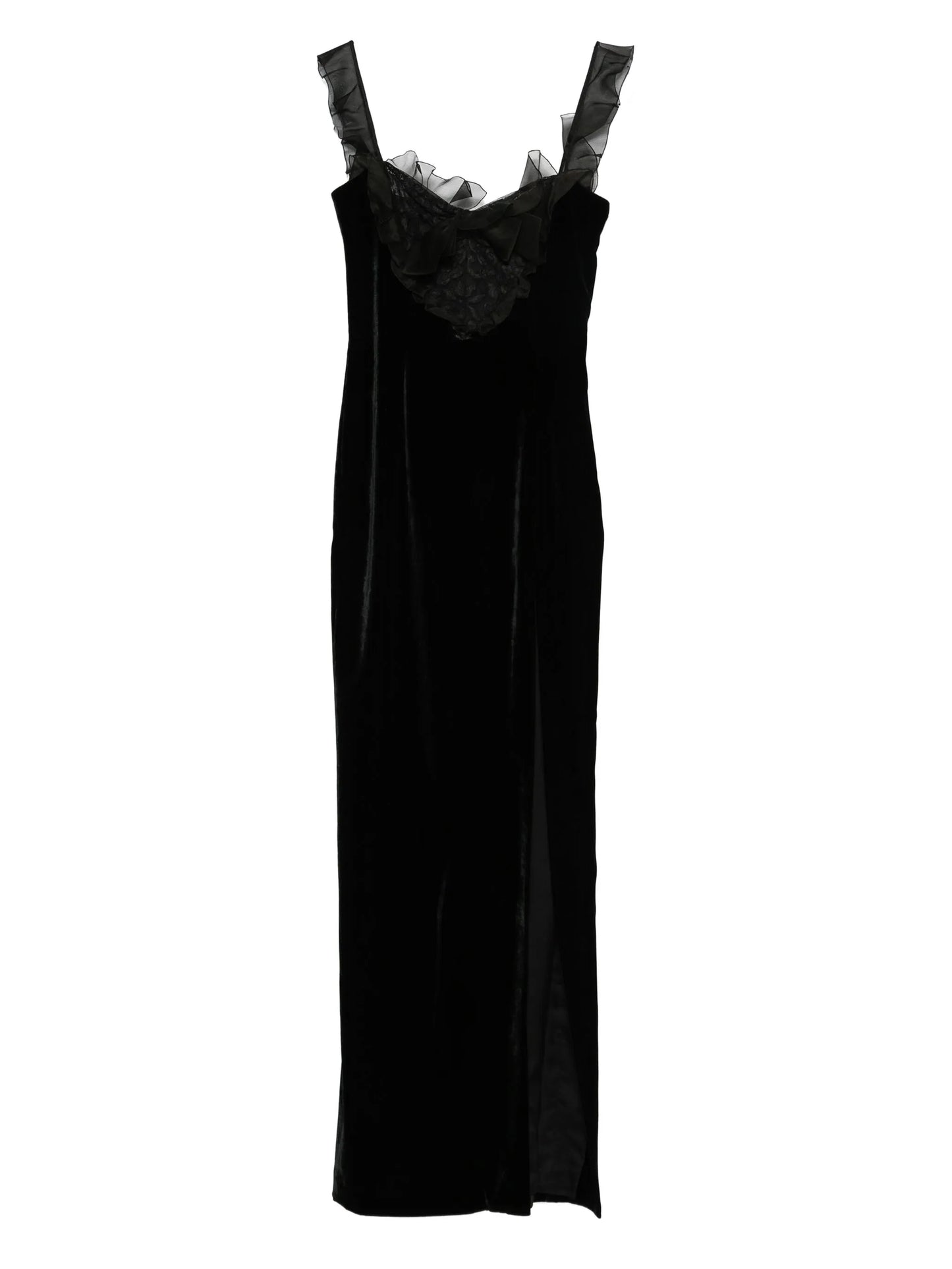 lace-detail velvet dress
